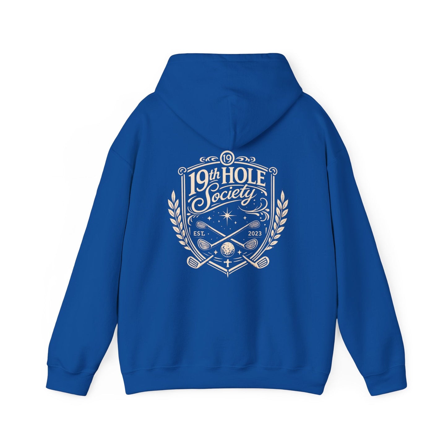 19th Hole Society Golf Hoodie | Vintage Crest Golf Club Hoodie | Premium Front & Back Design - SJM Print Store