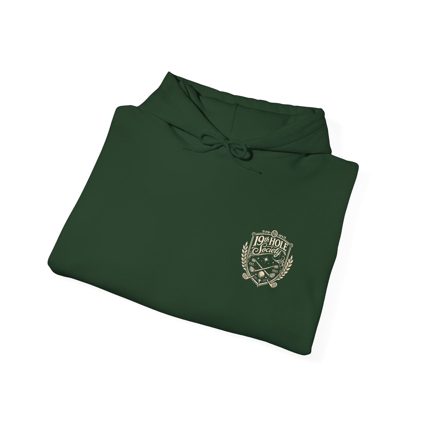 19th Hole Society Golf Hoodie | Vintage Crest Golf Club Hoodie | Premium Front & Back Design - SJM Print Store