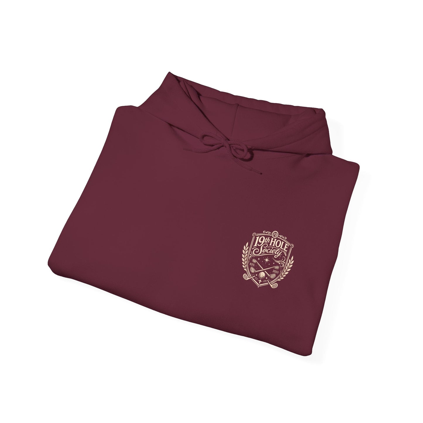 19th Hole Society Golf Hoodie | Vintage Crest Golf Club Hoodie | Premium Front & Back Design - SJM Print Store