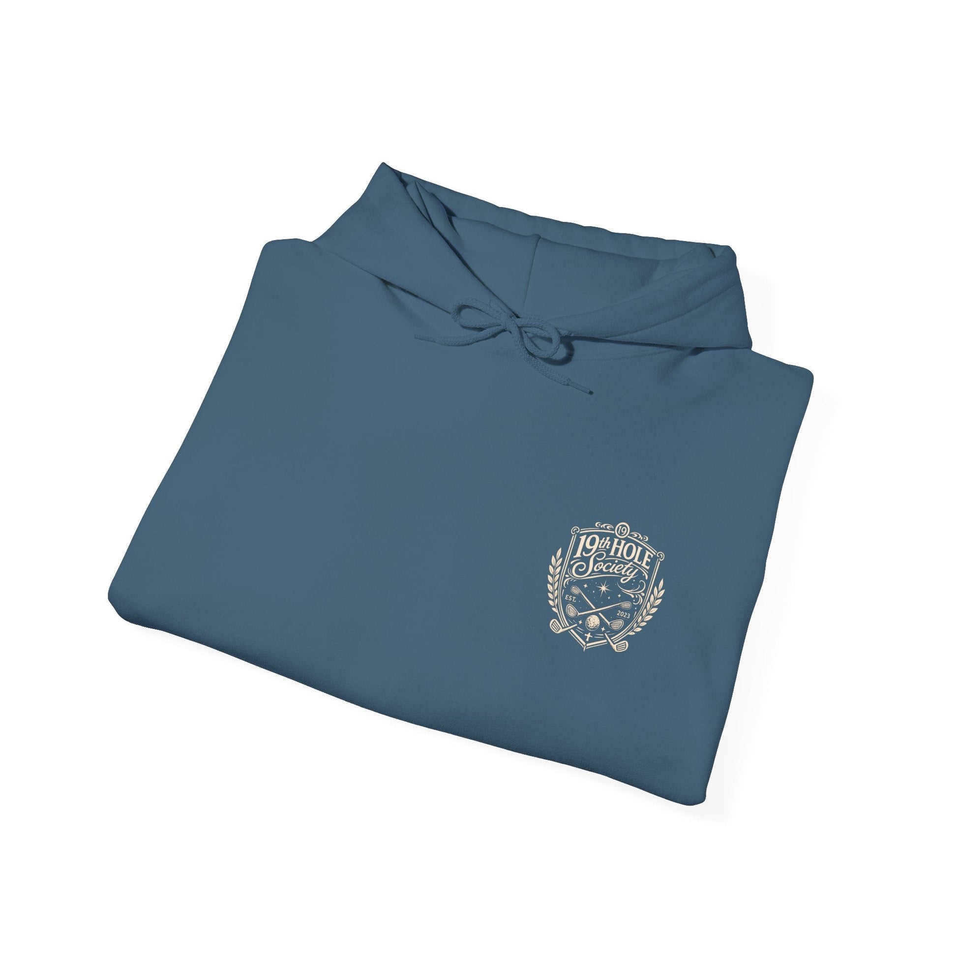 19th Hole Society Golf Hoodie | Vintage Crest Golf Club Hoodie | Premium Front & Back Design - SJM Print Store