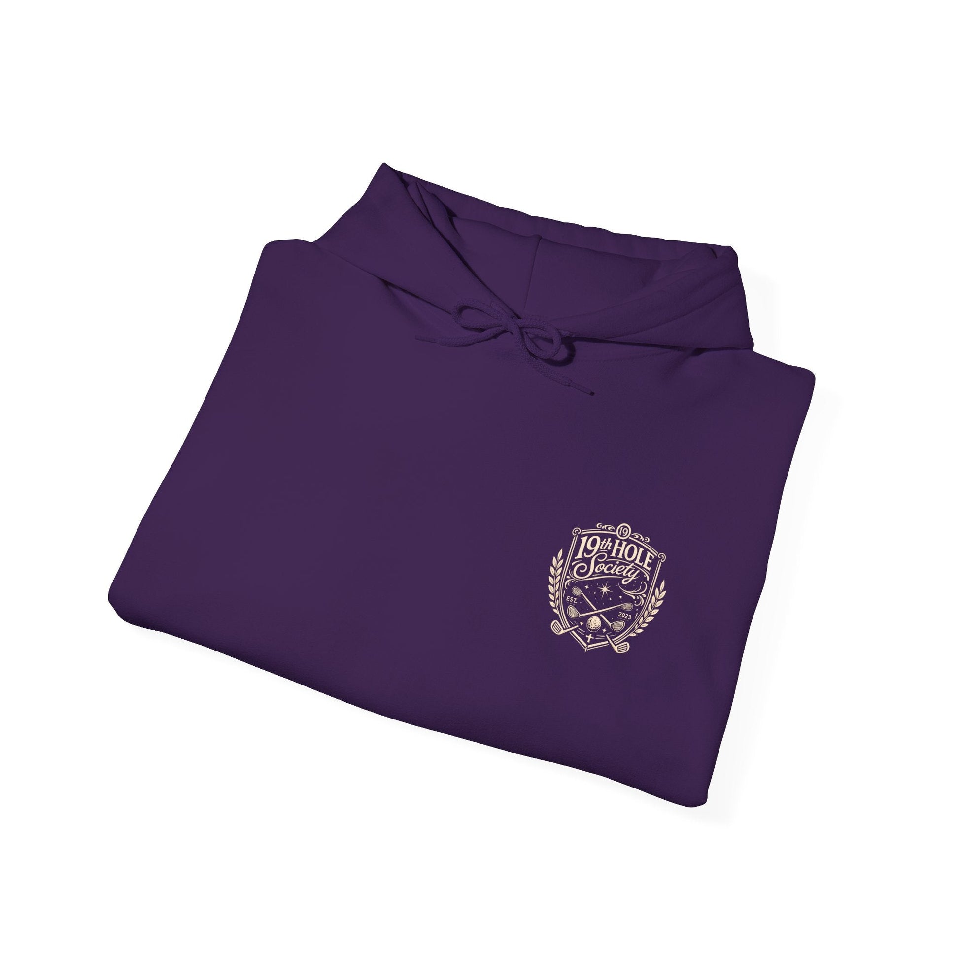 19th Hole Society Golf Hoodie | Vintage Crest Golf Club Hoodie | Premium Front & Back Design - SJM Print Store