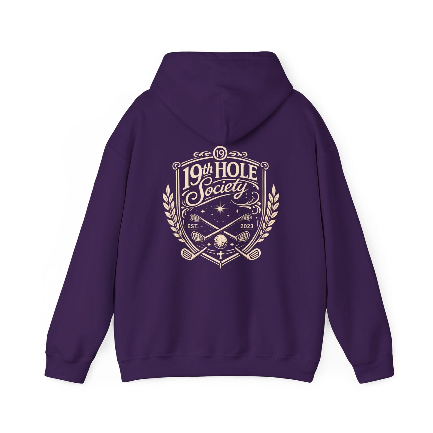 19th Hole Society Golf Hoodie | Vintage Crest Golf Club Hoodie | Premium Front & Back Design - SJM Print Store