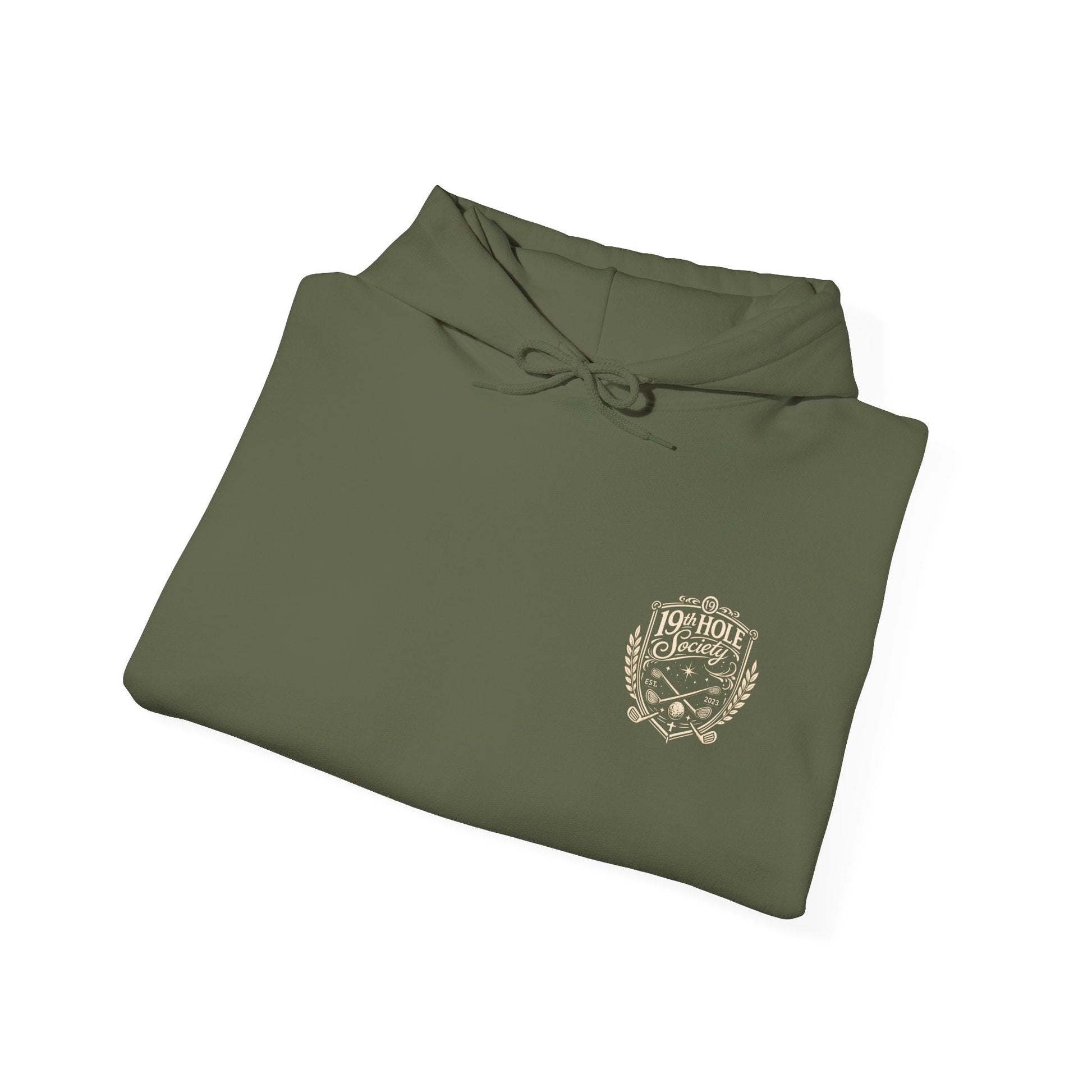 19th Hole Society Golf Hoodie | Vintage Crest Golf Club Hoodie | Premium Front & Back Design - SJM Print Store