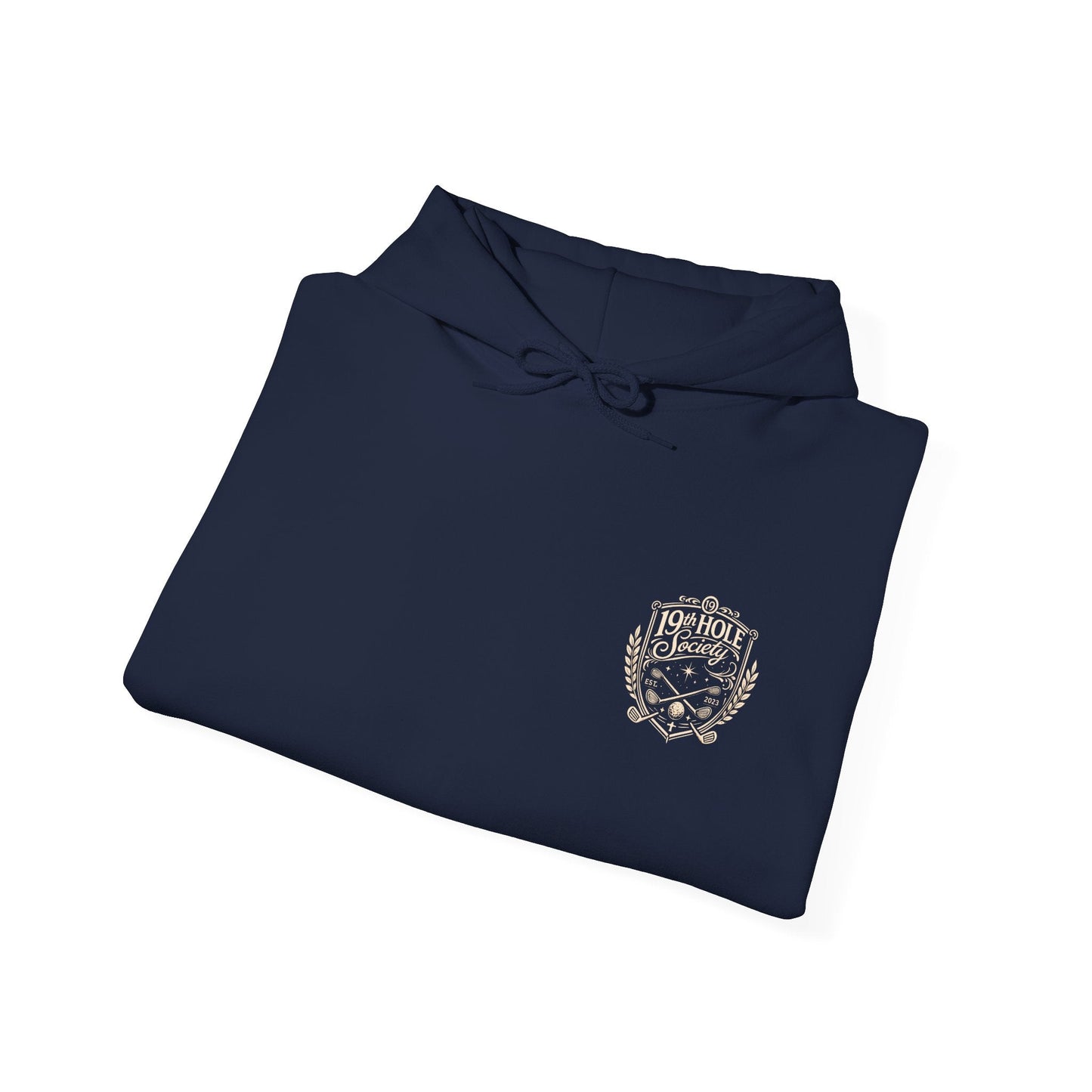 19th Hole Society Golf Hoodie | Vintage Crest Golf Club Hoodie | Premium Front & Back Design - SJM Print Store