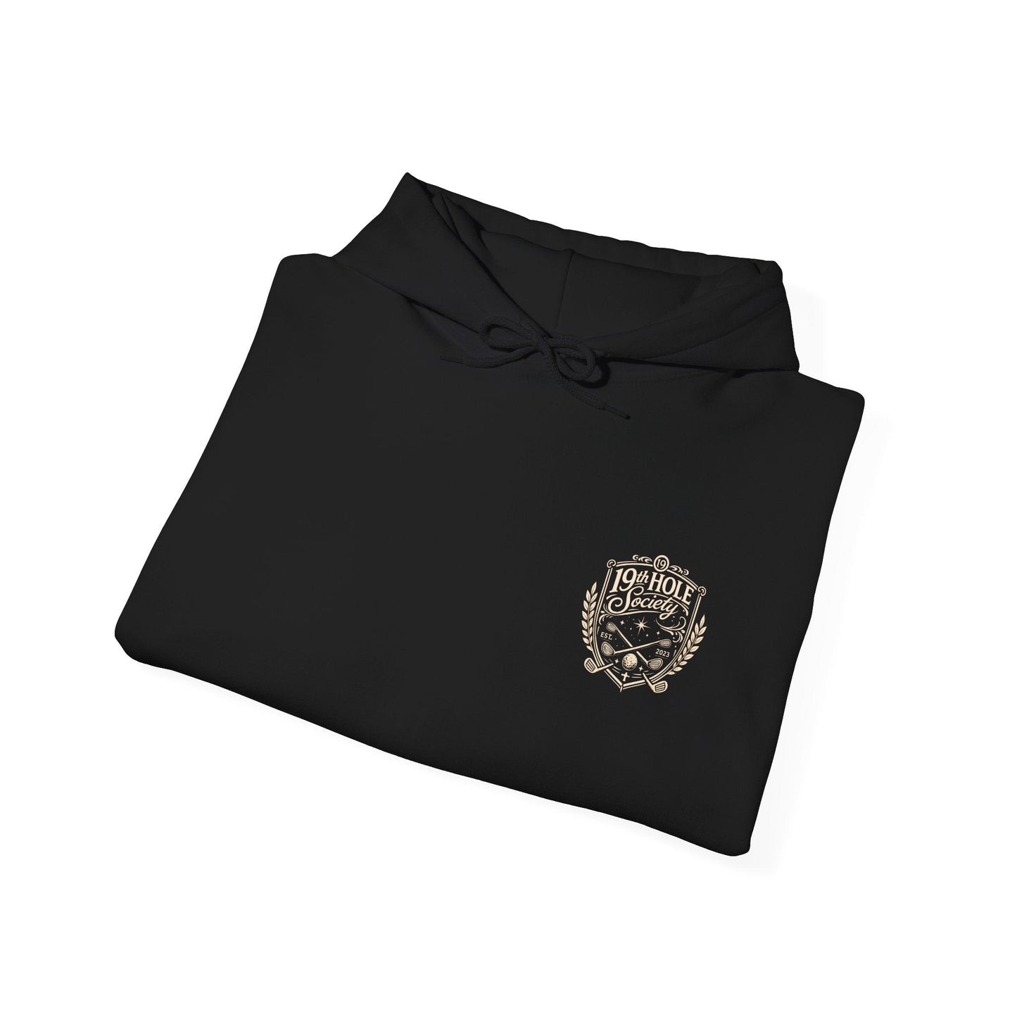 19th Hole Society Golf Hoodie | Vintage Crest Golf Club Hoodie | Premium Front & Back Design - SJM Print Store
