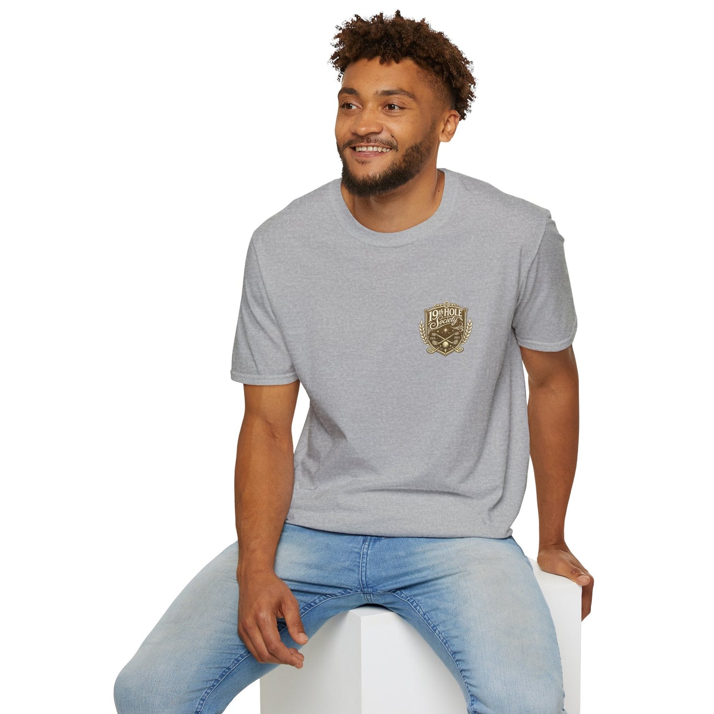 19th Hole Society Golf T-Shirt | Premium Golf Lifestyle Tee | Subtle Crest Design - SJM Print Store