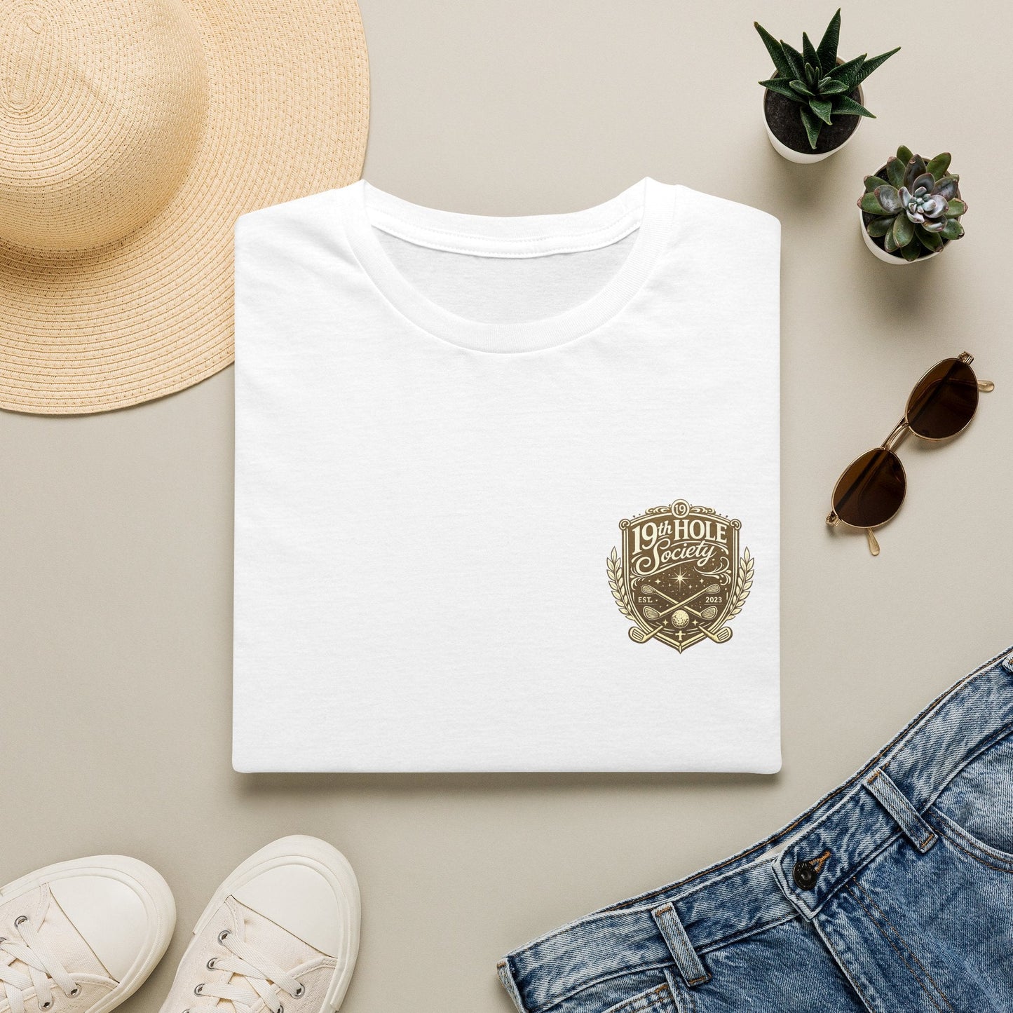 19th Hole Society Golf T-Shirt | Premium Golf Lifestyle Tee | Subtle Crest Design - SJM Print Store