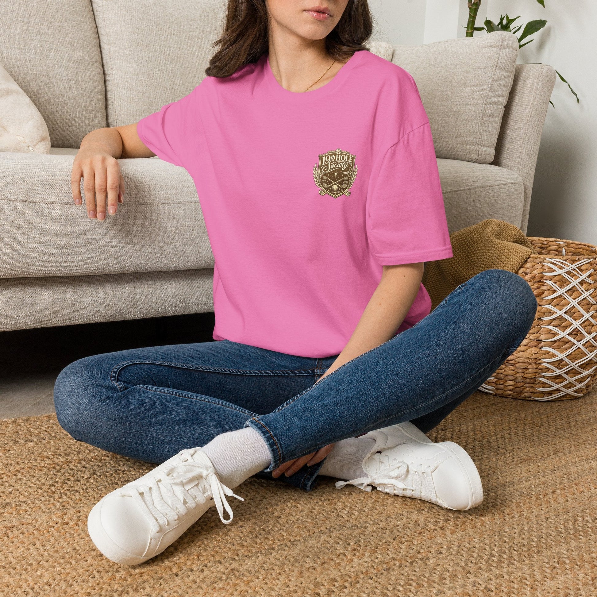 19th Hole Society Golf T-Shirt | Premium Golf Lifestyle Tee | Subtle Crest Design - SJM Print Store