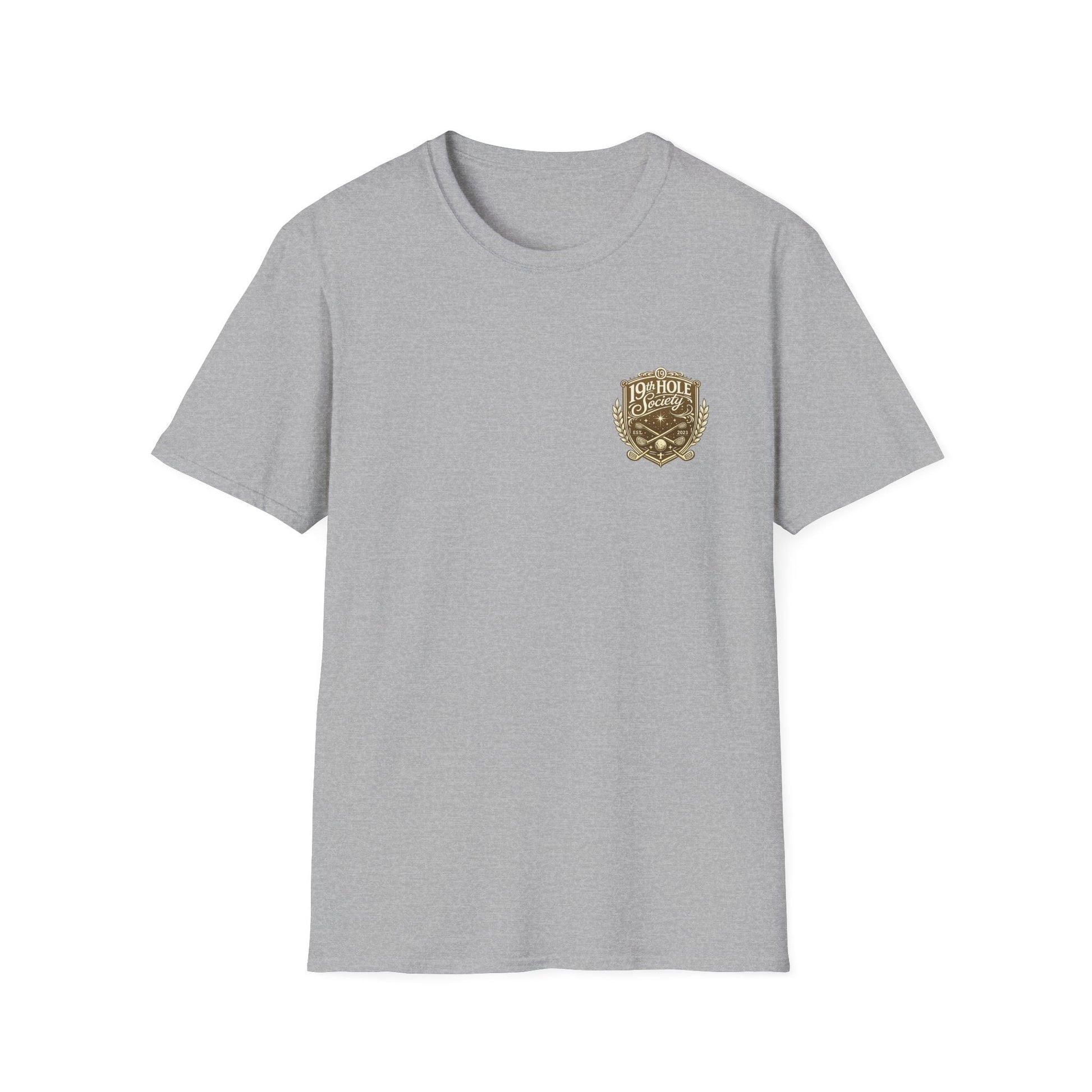19th Hole Society Golf T-Shirt | Premium Golf Lifestyle Tee | Subtle Crest Design - SJM Print Store