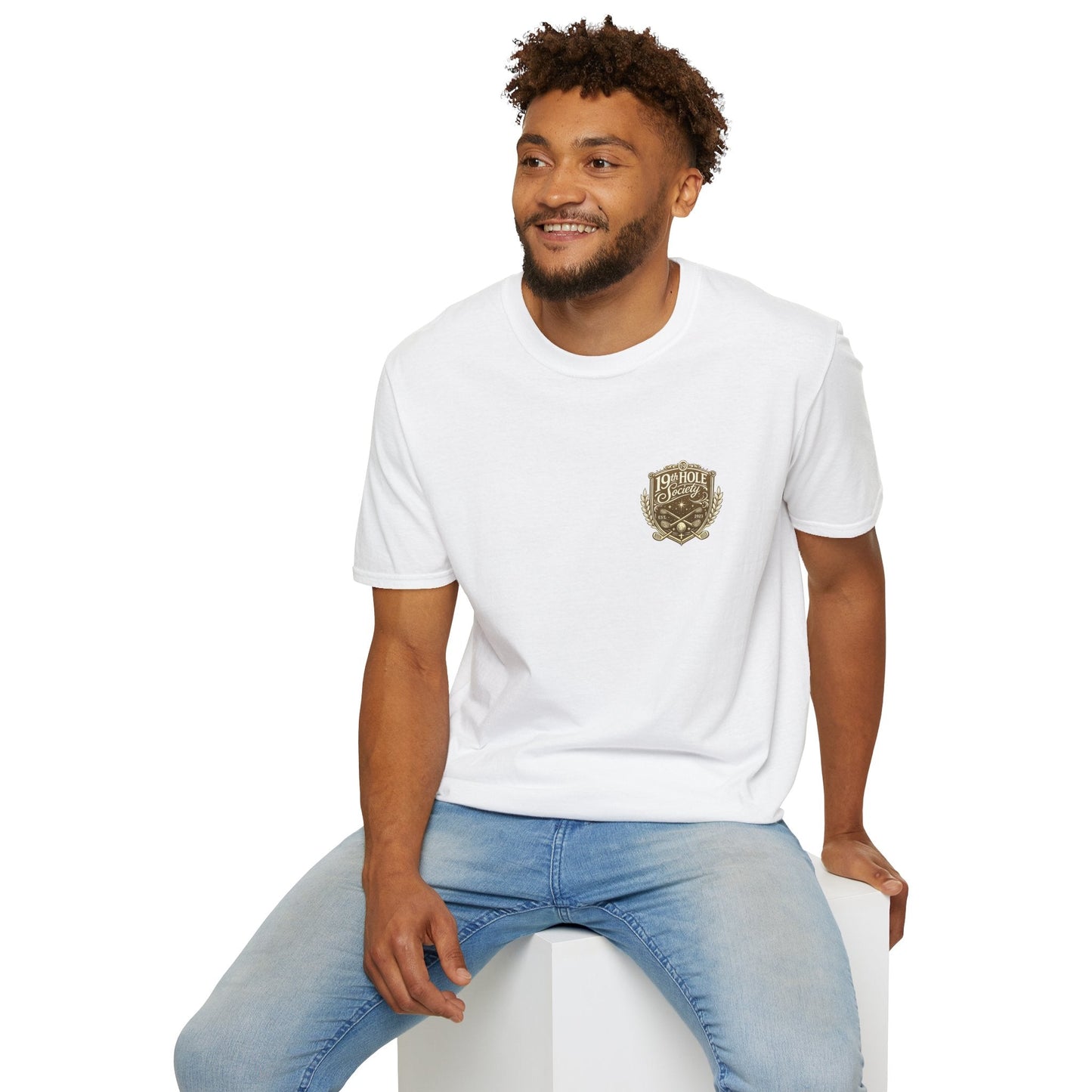 19th Hole Society Golf T-Shirt | Premium Golf Lifestyle Tee | Subtle Crest Design - SJM Print Store