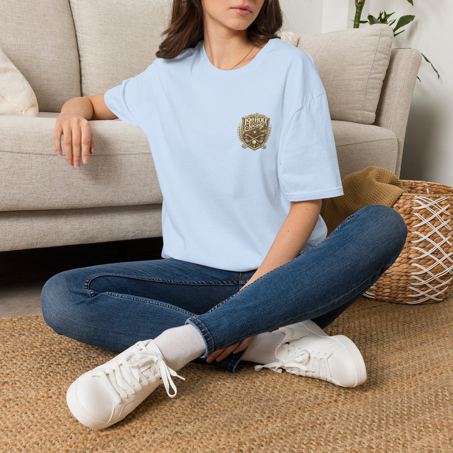 19th Hole Society Golf T-Shirt | Premium Golf Lifestyle Tee | Subtle Crest Design - SJM Print Store