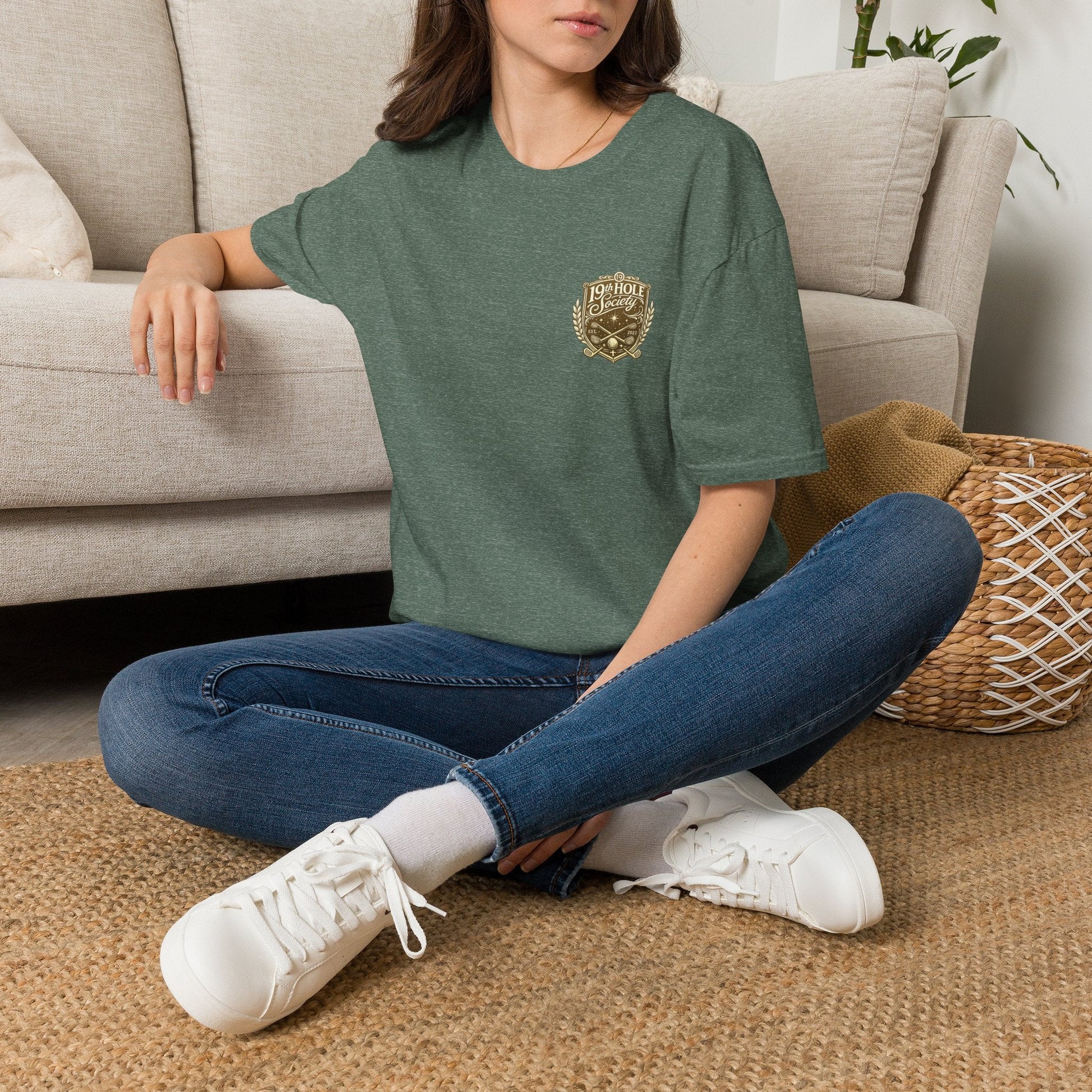 19th Hole Society Golf T-Shirt | Premium Golf Lifestyle Tee | Subtle Crest Design - SJM Print Store