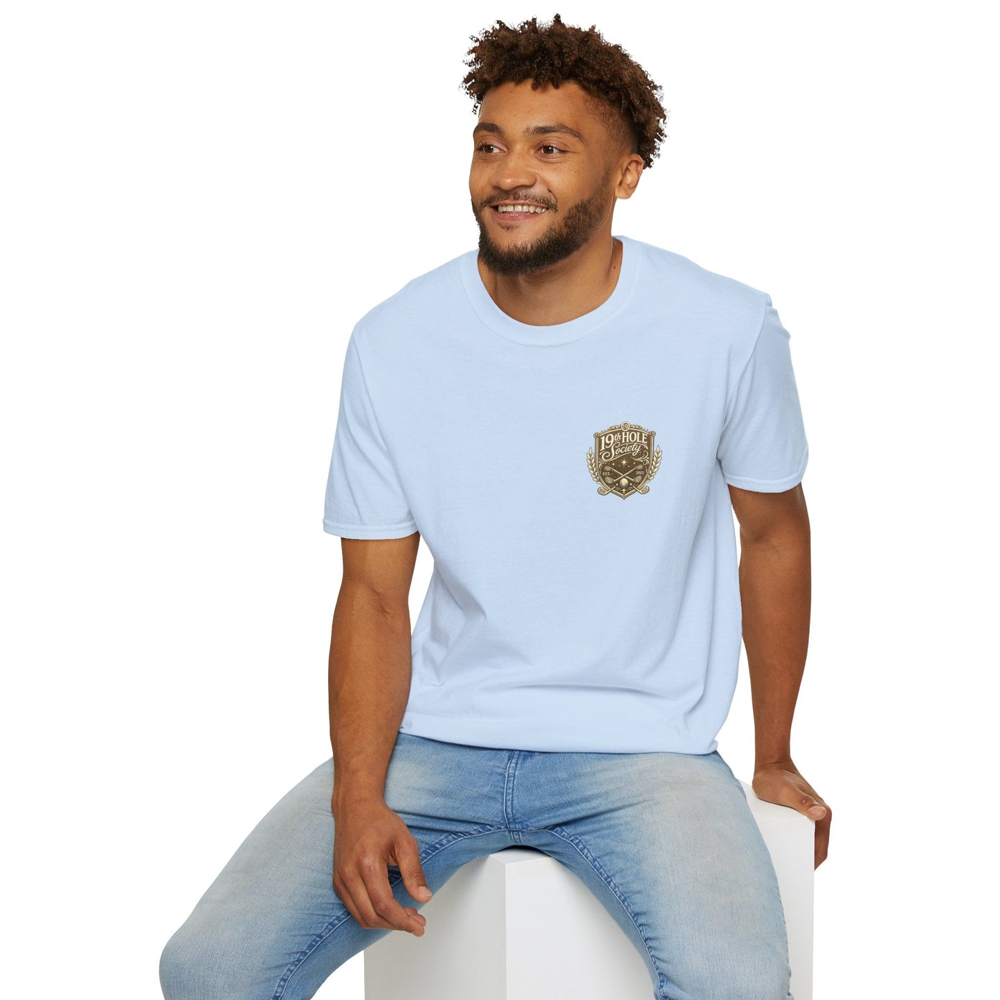 19th Hole Society Golf T-Shirt | Premium Golf Lifestyle Tee | Subtle Crest Design - SJM Print Store