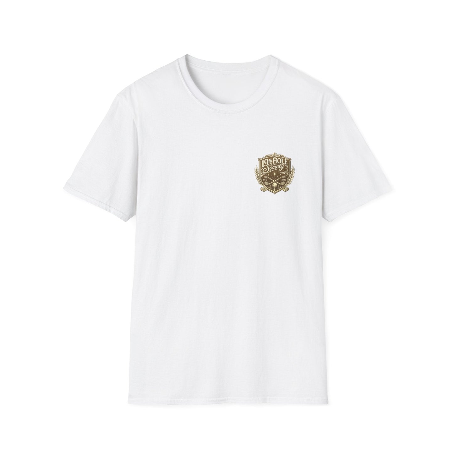 19th Hole Society Golf T-Shirt | Premium Golf Lifestyle Tee | Subtle Crest Design - SJM Print Store