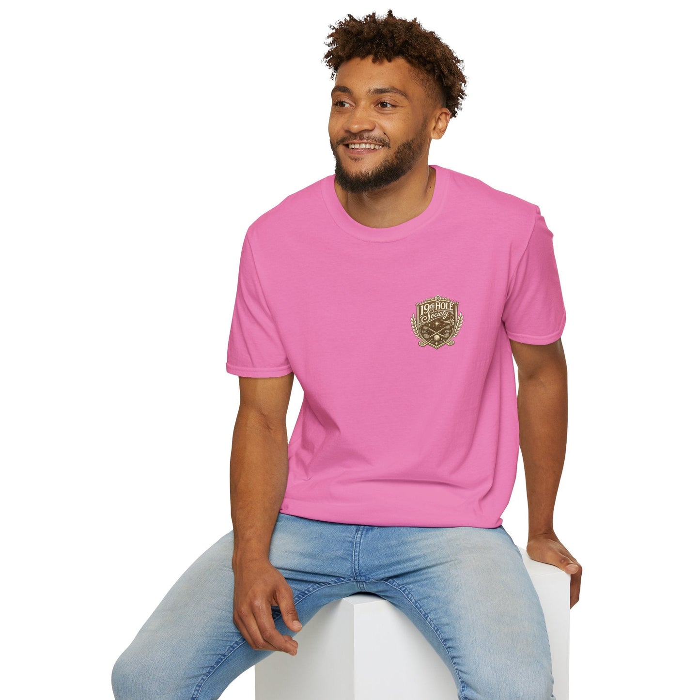 19th Hole Society Golf T-Shirt | Premium Golf Lifestyle Tee | Subtle Crest Design - SJM Print Store