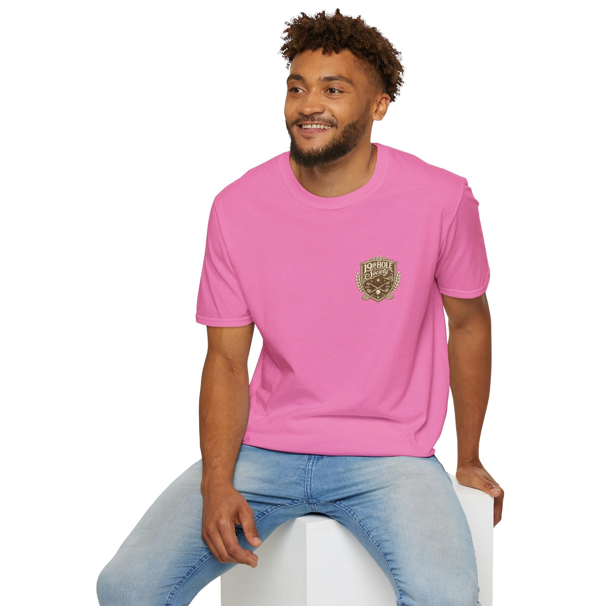 19th Hole Society Golf T-Shirt | Premium Golf Lifestyle Tee | Subtle Crest Design - SJM Print Store