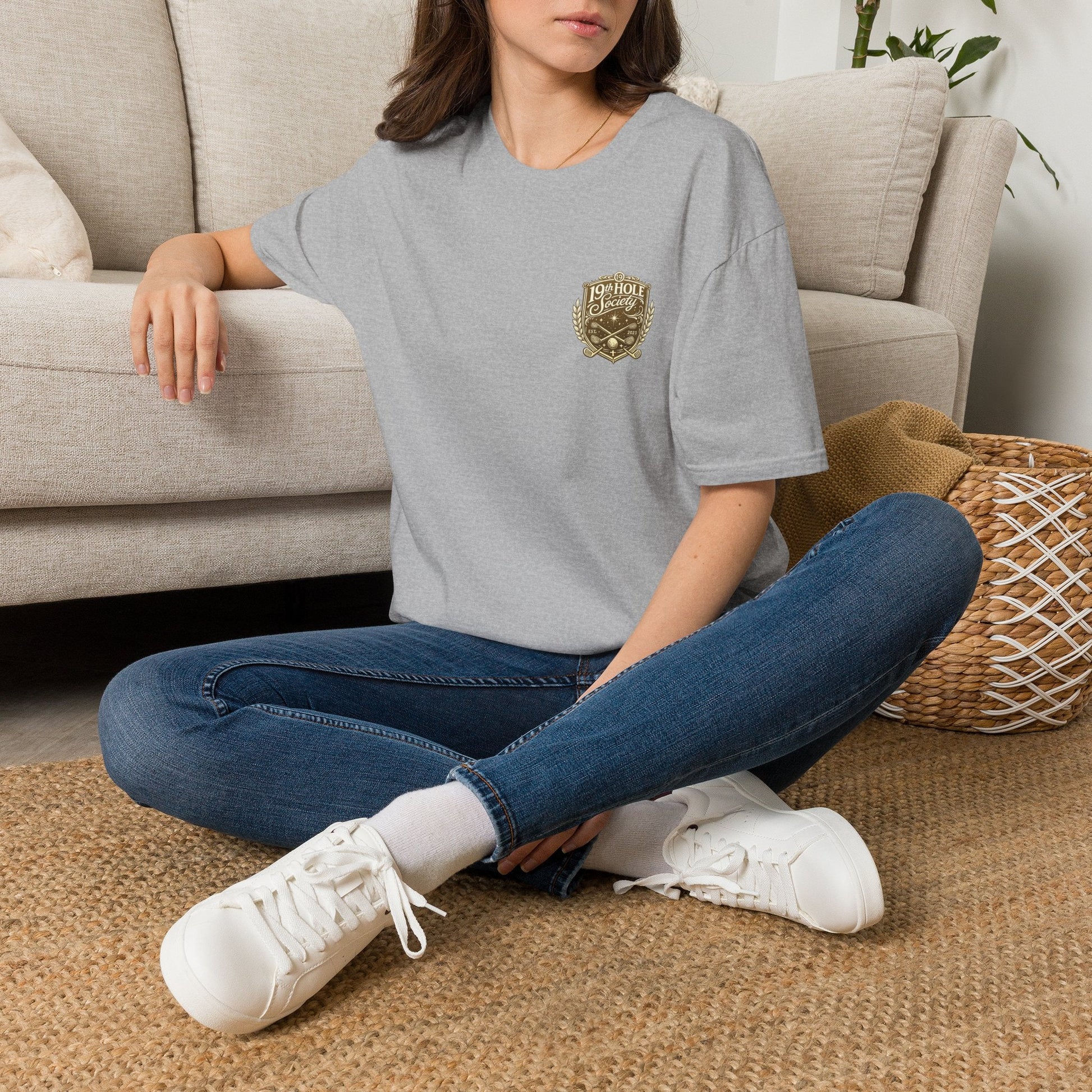 19th Hole Society Golf T-Shirt | Premium Golf Lifestyle Tee | Subtle Crest Design - SJM Print Store