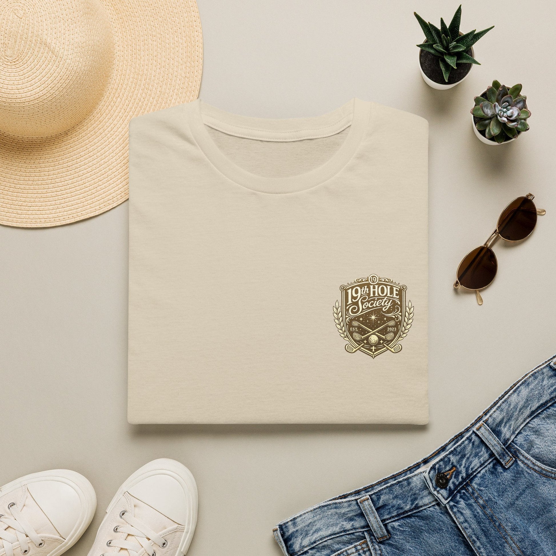 19th Hole Society Golf T-Shirt | Premium Golf Lifestyle Tee | Subtle Crest Design - SJM Print Store