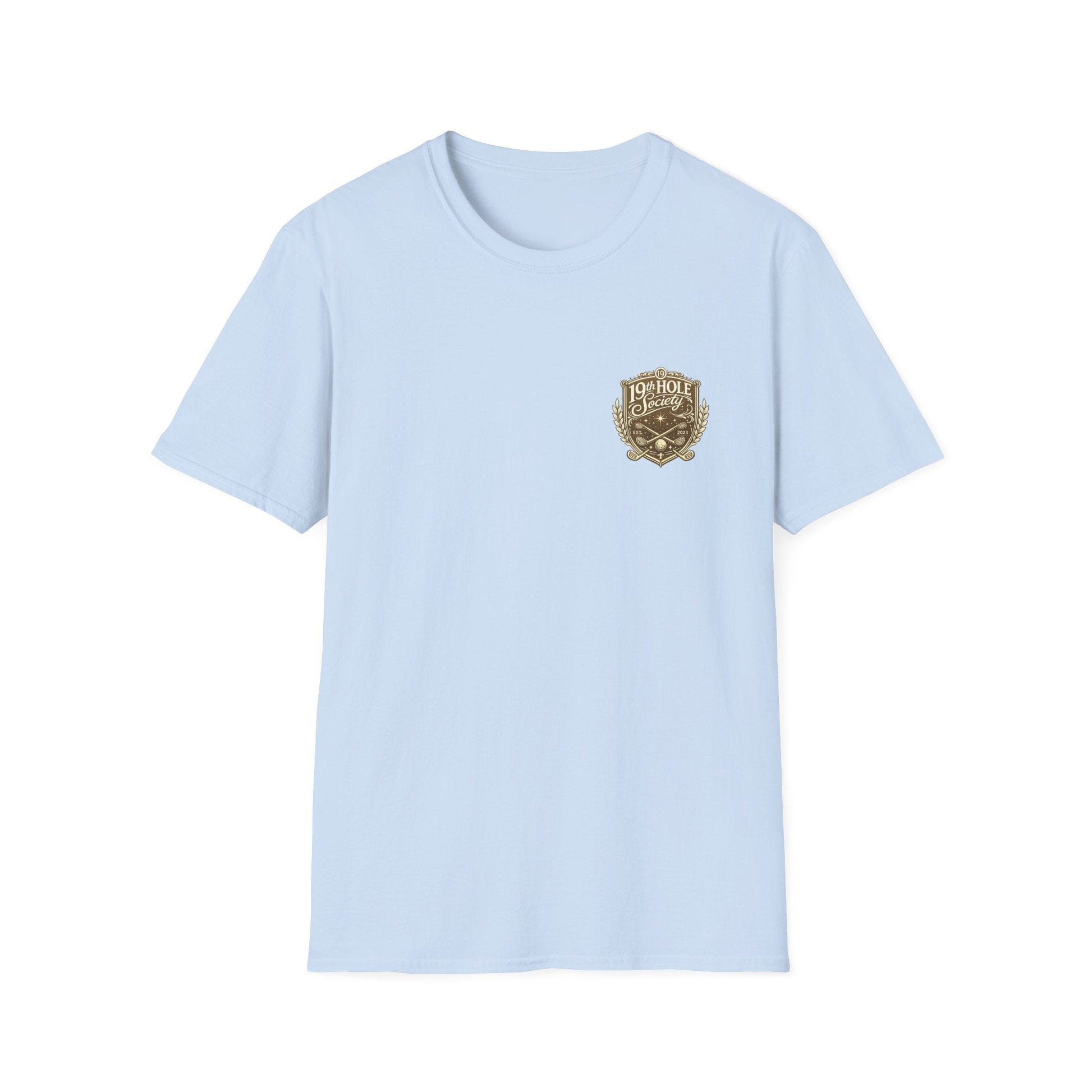 19th Hole Society Golf T-Shirt | Premium Golf Lifestyle Tee | Subtle Crest Design - SJM Print Store