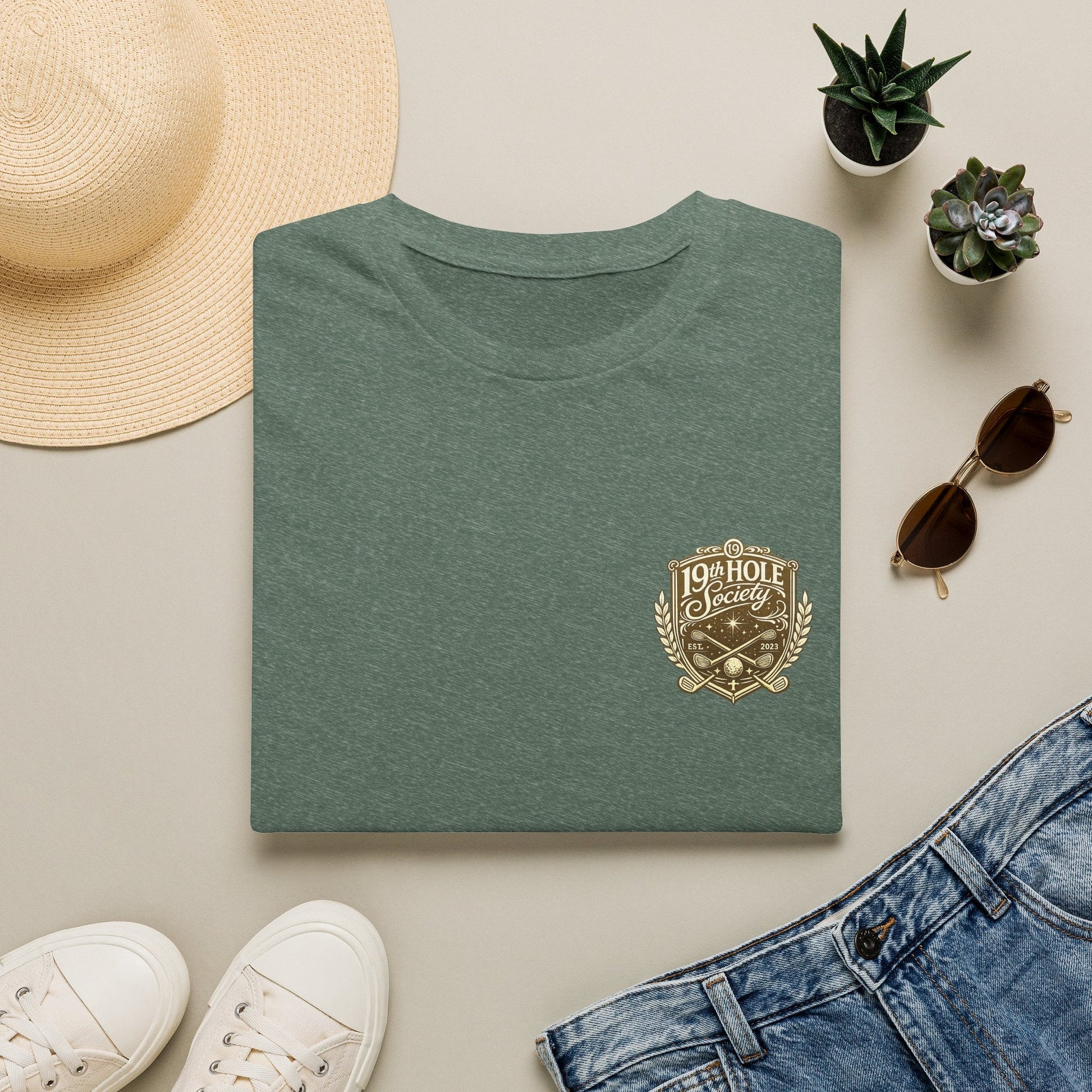 19th Hole Society Golf T-Shirt | Premium Golf Lifestyle Tee | Subtle Crest Design - SJM Print Store