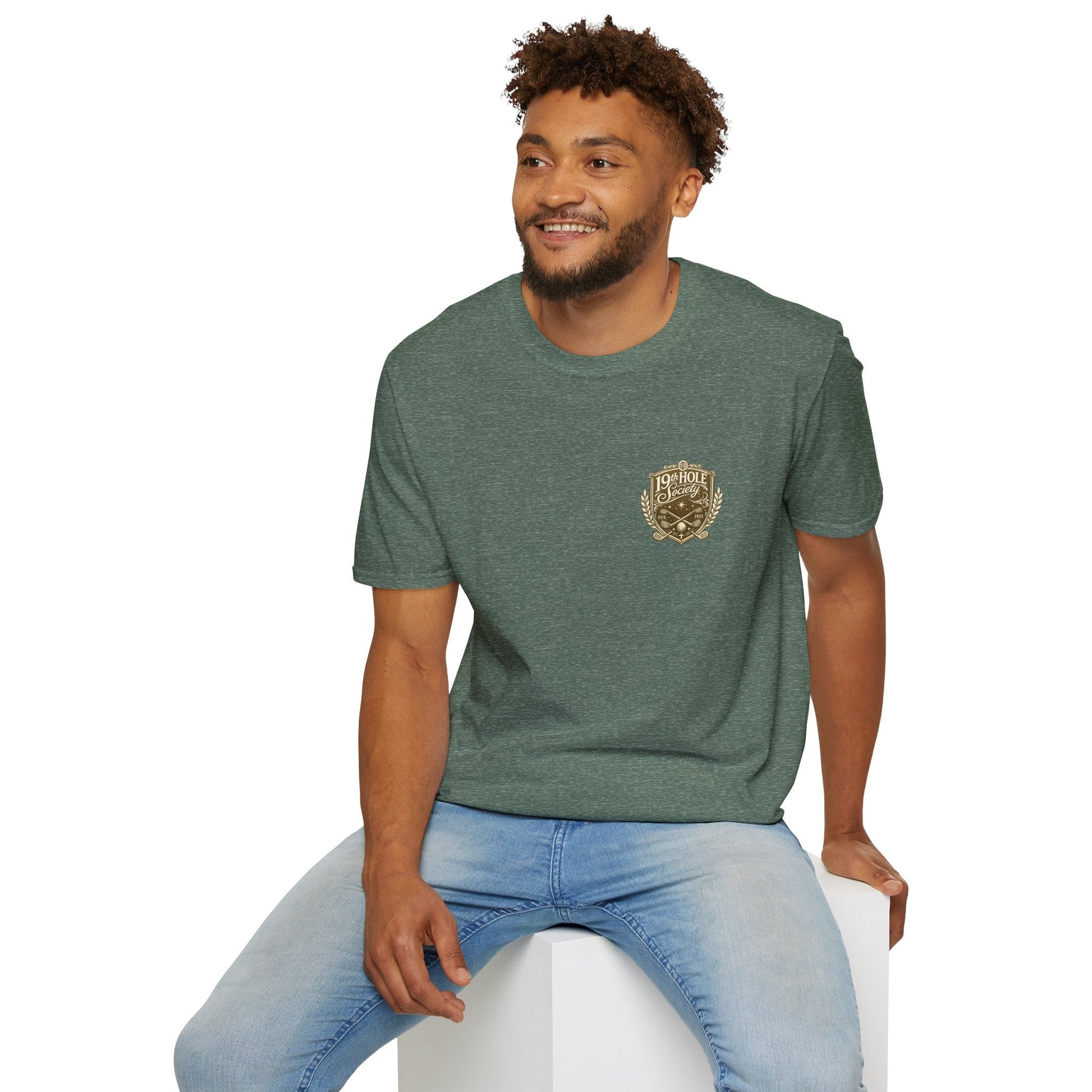 19th Hole Society Golf T-Shirt | Premium Golf Lifestyle Tee | Subtle Crest Design - SJM Print Store