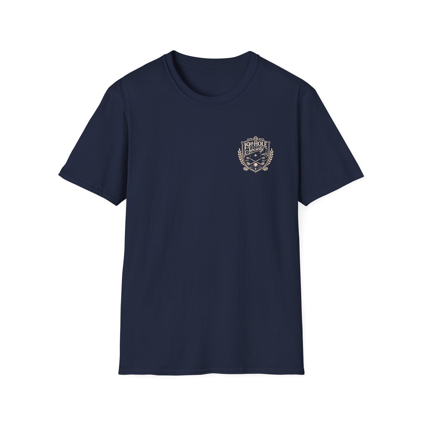 19th Hole Society Golf T-Shirt | Vintage Crest Golf Tee | Premium Clubhouse Style - SJM Print Store