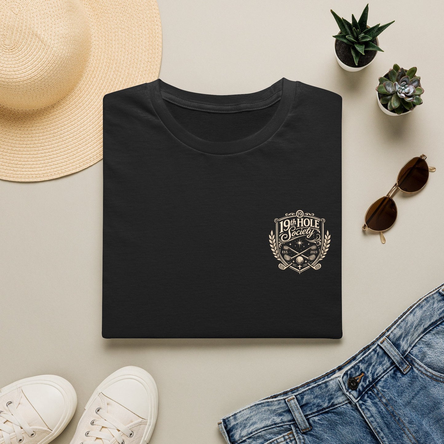19th Hole Society Golf T-Shirt | Vintage Crest Golf Tee | Premium Clubhouse Style - SJM Print Store