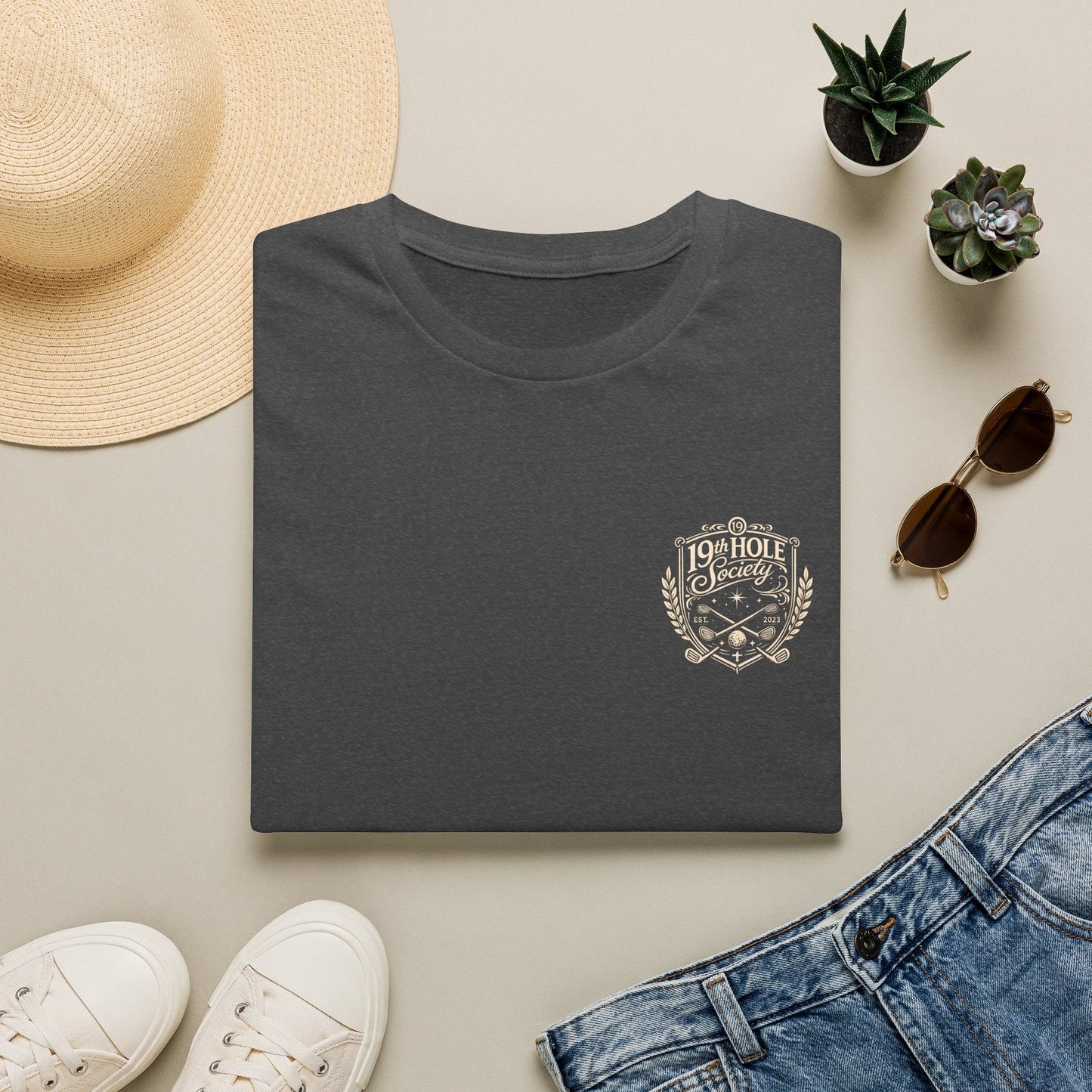 19th Hole Society Golf T-Shirt | Vintage Crest Golf Tee | Premium Clubhouse Style - SJM Print Store