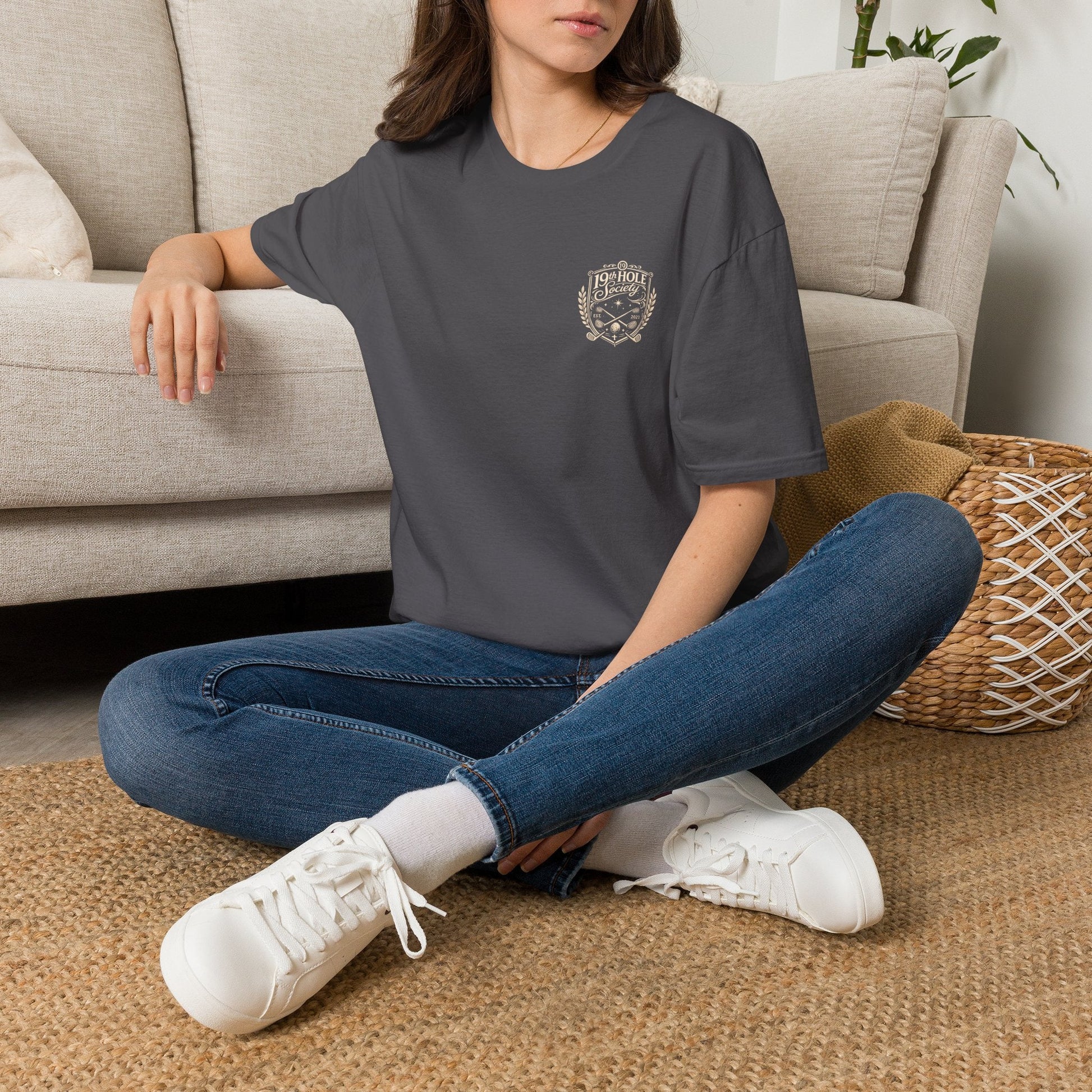 19th Hole Society Golf T-Shirt | Vintage Crest Golf Tee | Premium Clubhouse Style - SJM Print Store