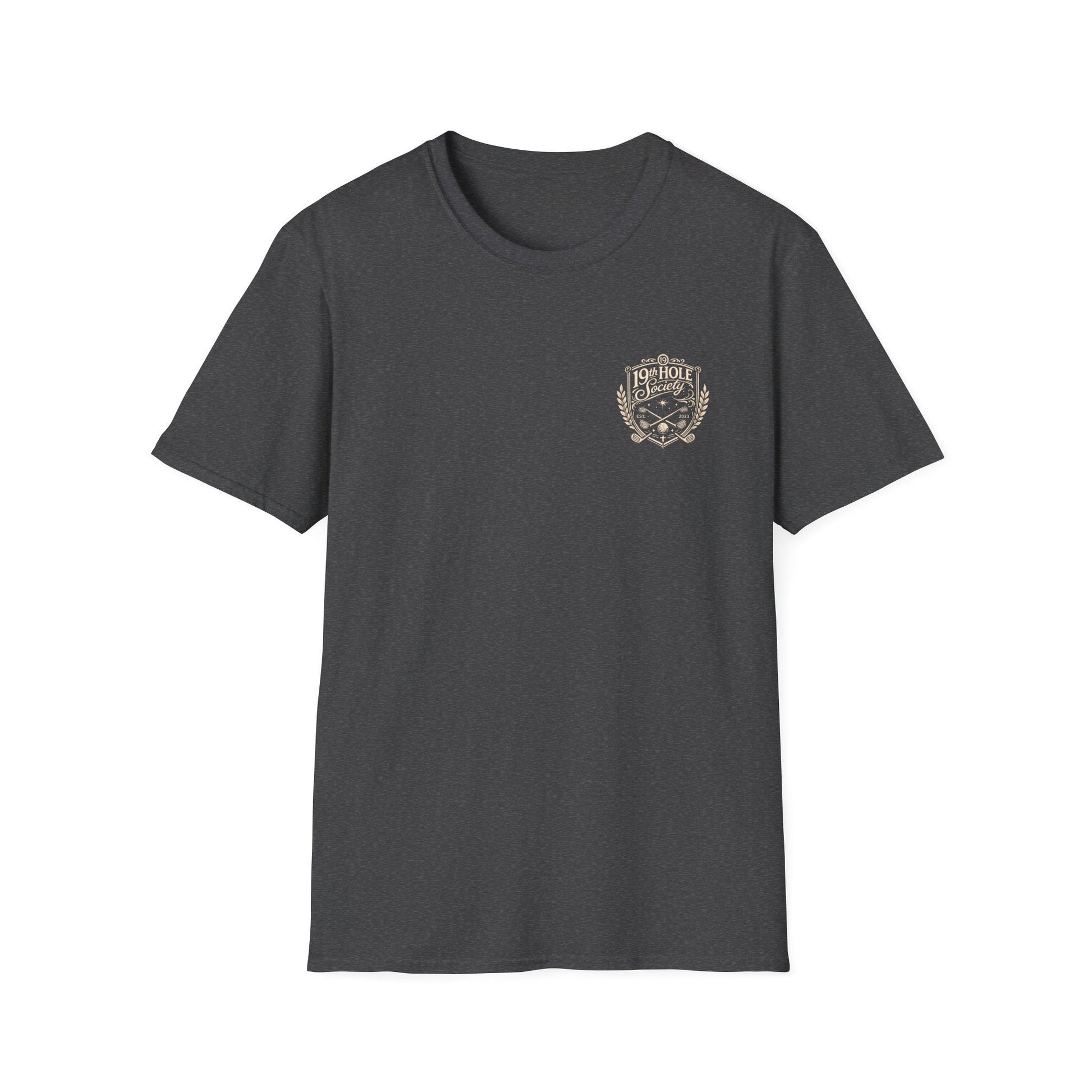 19th Hole Society Golf T-Shirt | Vintage Crest Golf Tee | Premium Clubhouse Style - SJM Print Store