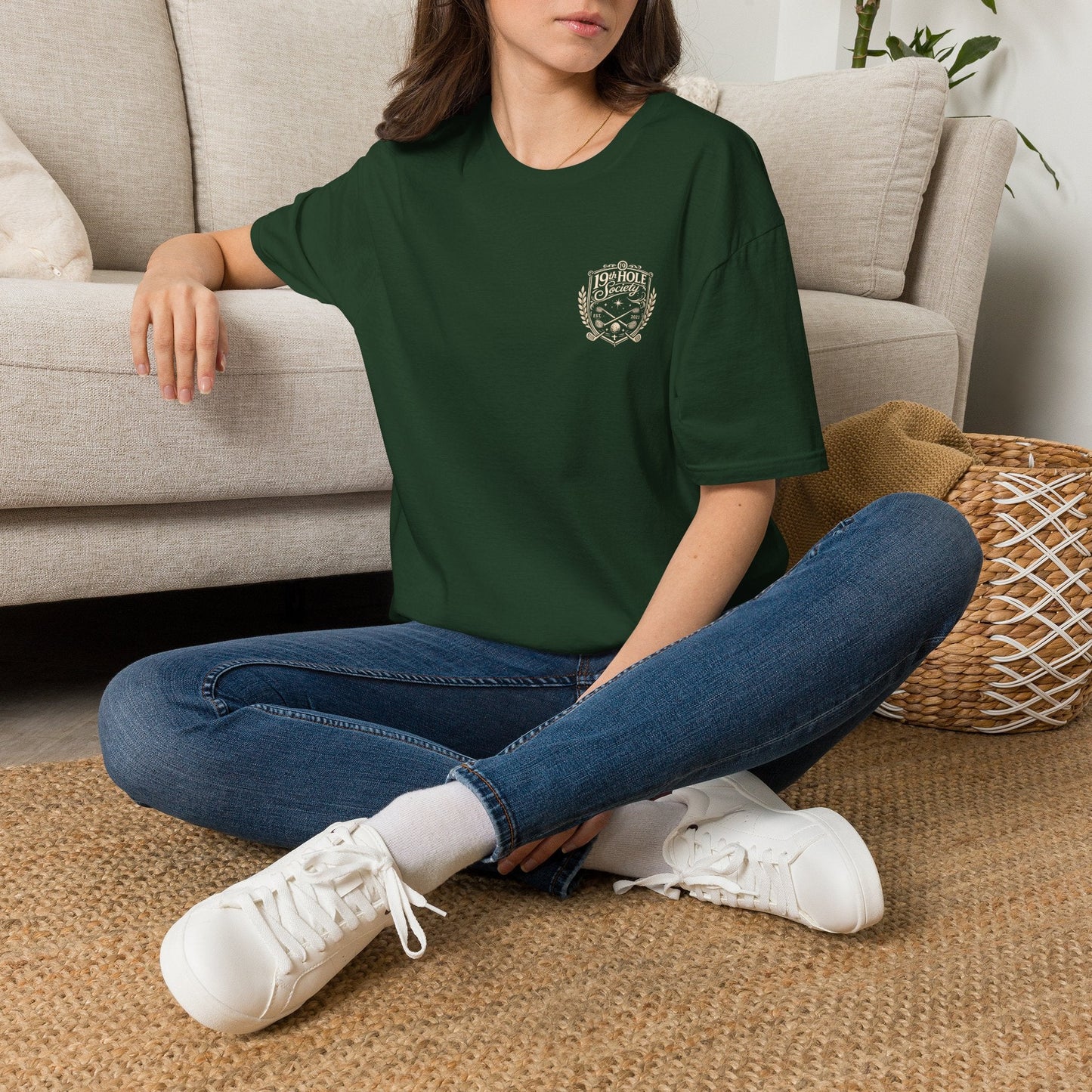 19th Hole Society Golf T-Shirt | Vintage Crest Golf Tee | Premium Clubhouse Style - SJM Print Store