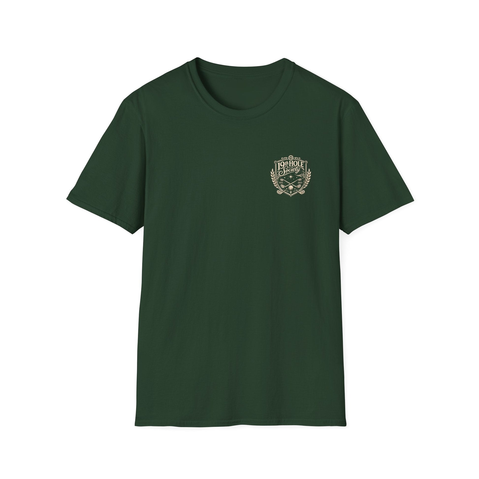 19th Hole Society Golf T-Shirt | Vintage Crest Golf Tee | Premium Clubhouse Style - SJM Print Store