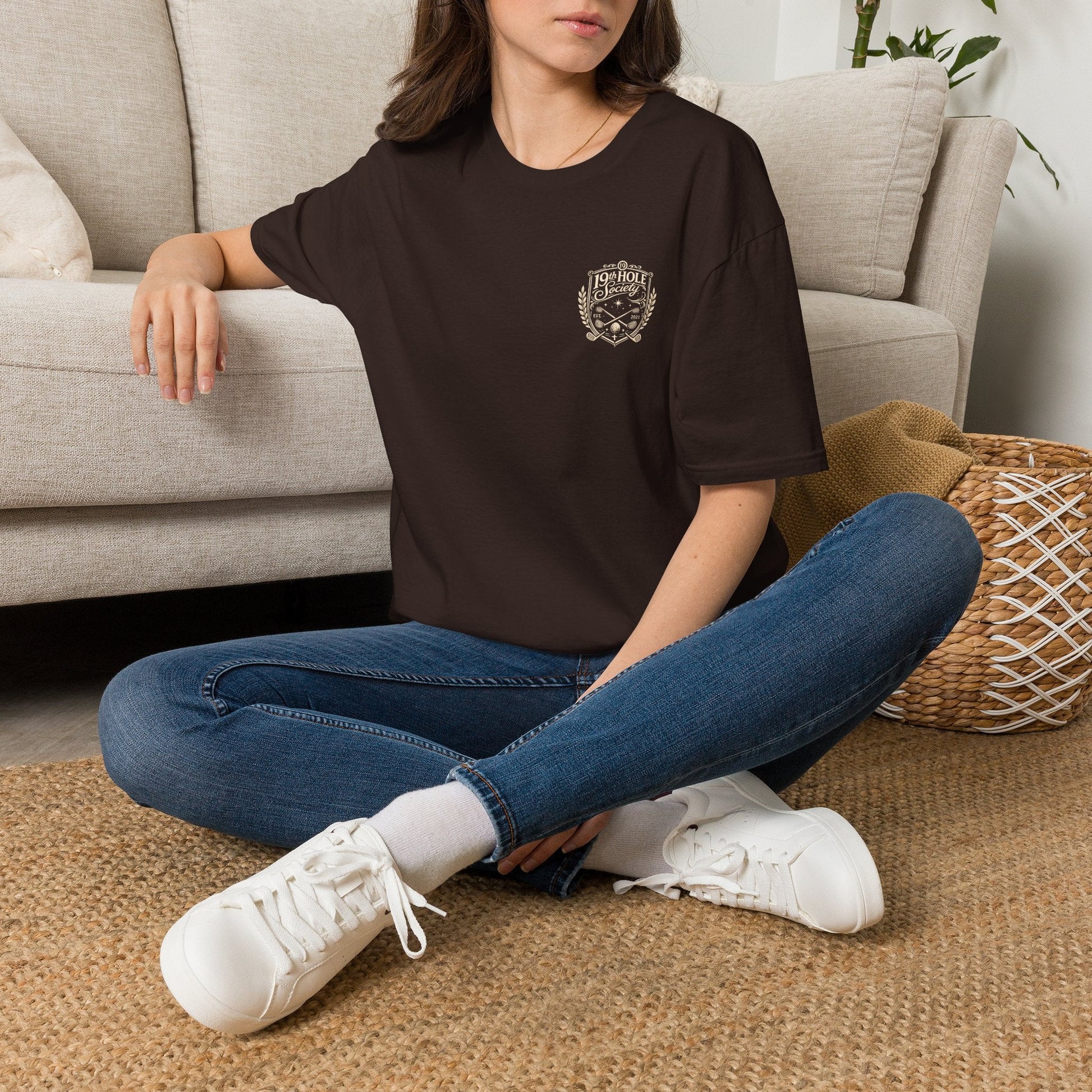 19th Hole Society Golf T-Shirt | Vintage Crest Golf Tee | Premium Clubhouse Style - SJM Print Store
