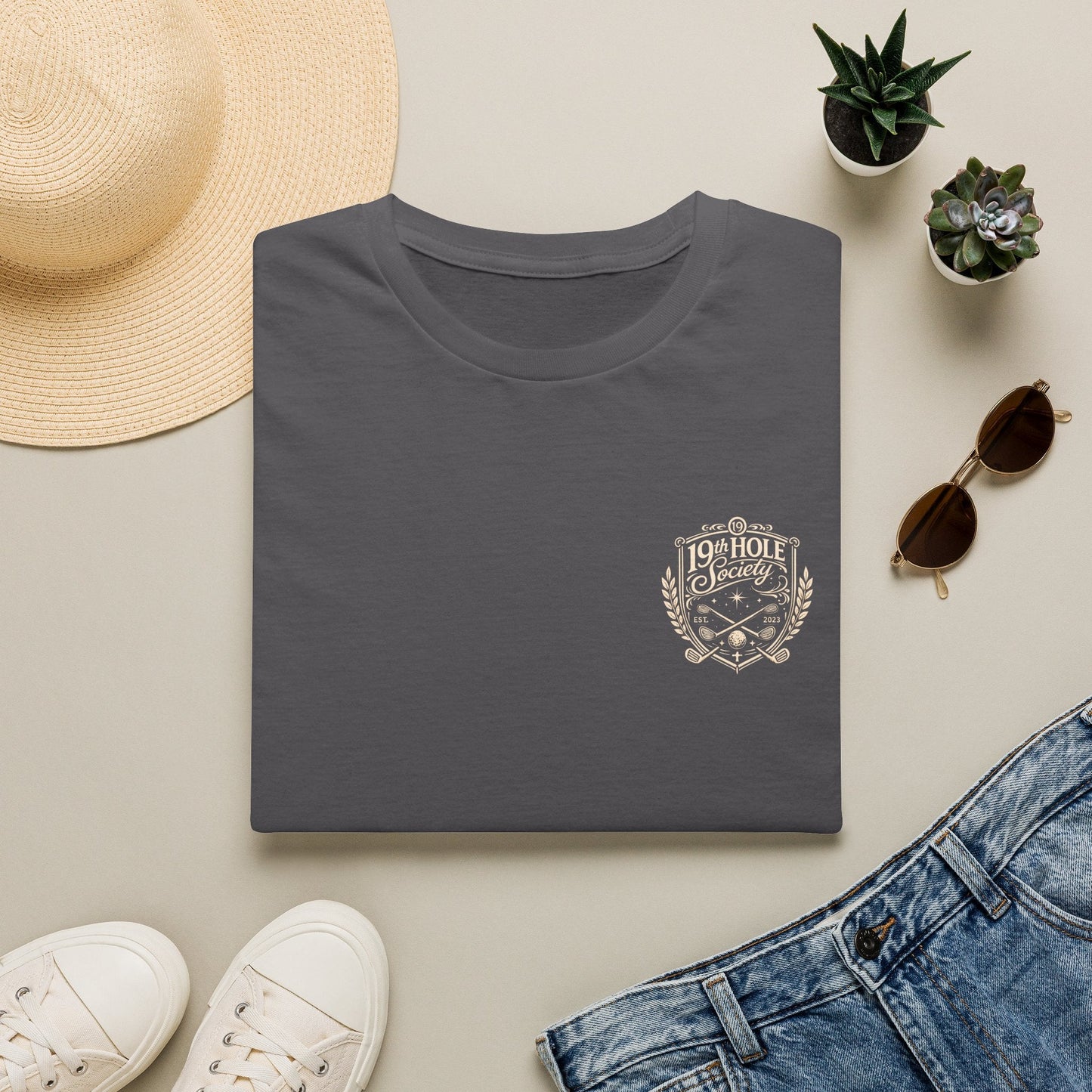 19th Hole Society Golf T-Shirt | Vintage Crest Golf Tee | Premium Clubhouse Style - SJM Print Store