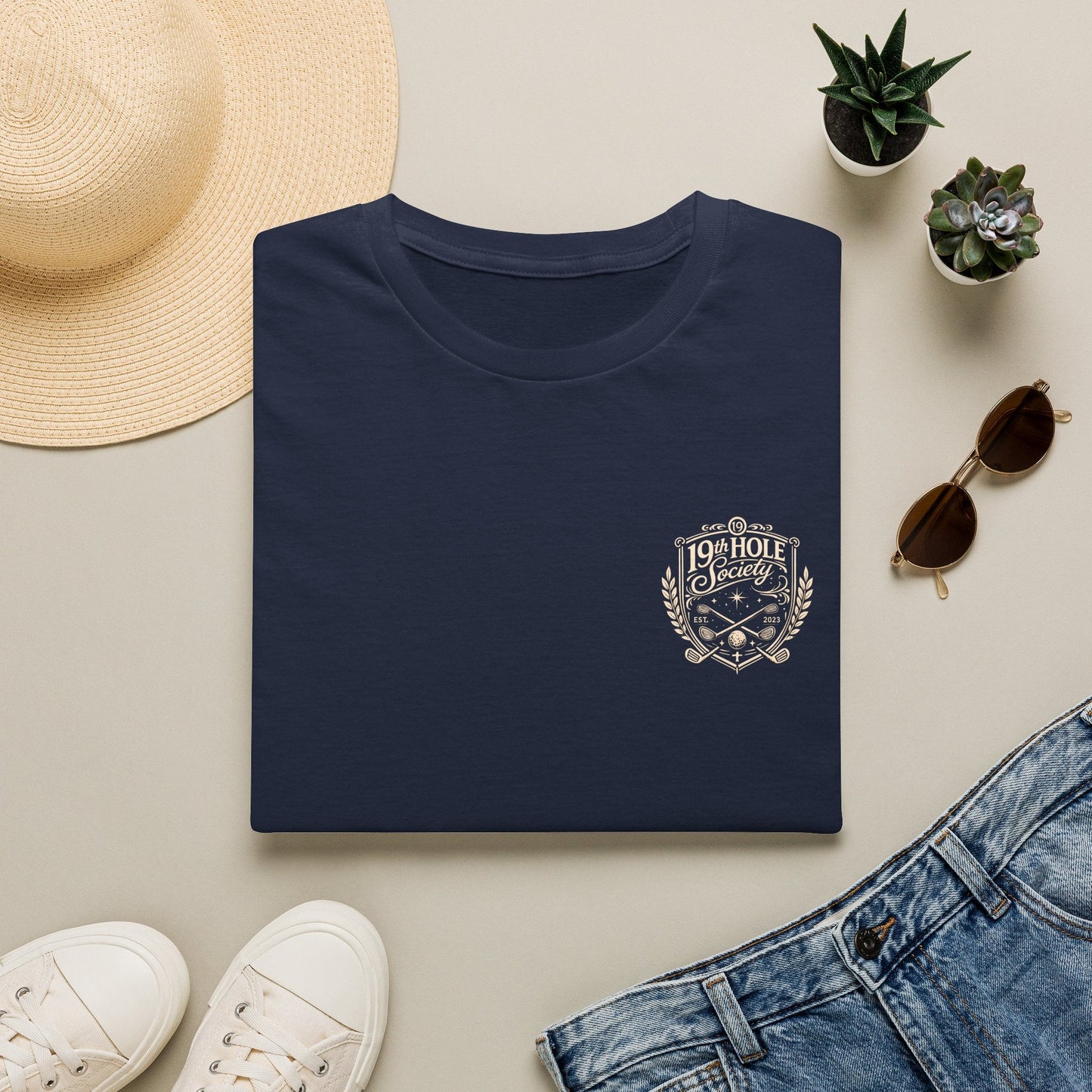 19th Hole Society Golf T-Shirt | Vintage Crest Golf Tee | Premium Clubhouse Style - SJM Print Store