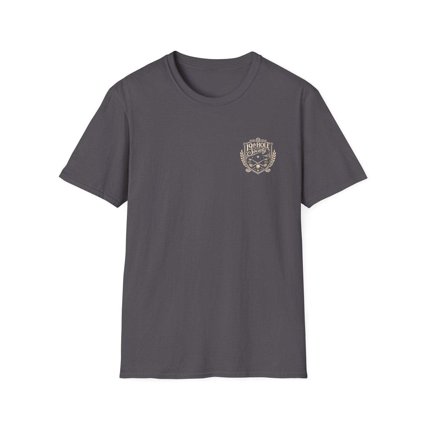 19th Hole Society Golf T-Shirt | Vintage Crest Golf Tee | Premium Clubhouse Style - SJM Print Store