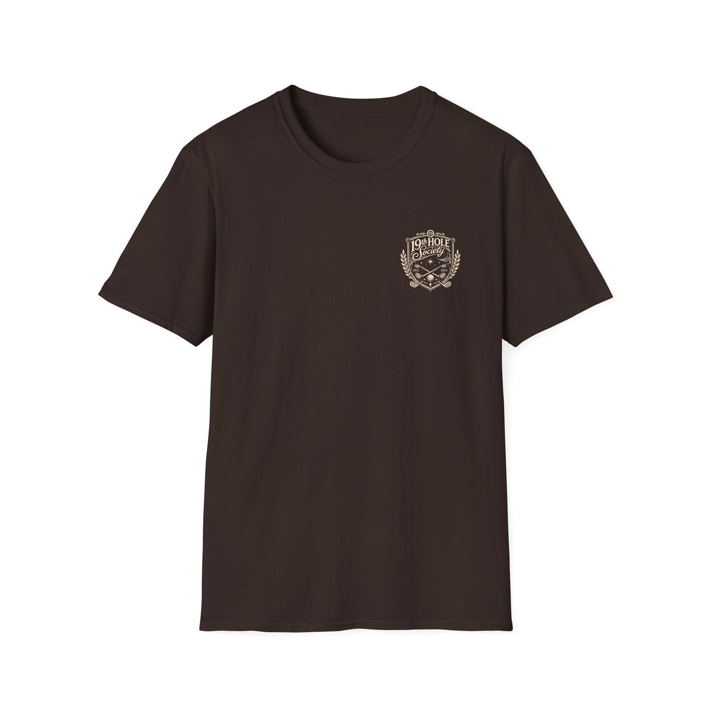 19th Hole Society Golf T-Shirt | Vintage Crest Golf Tee | Premium Clubhouse Style - SJM Print Store