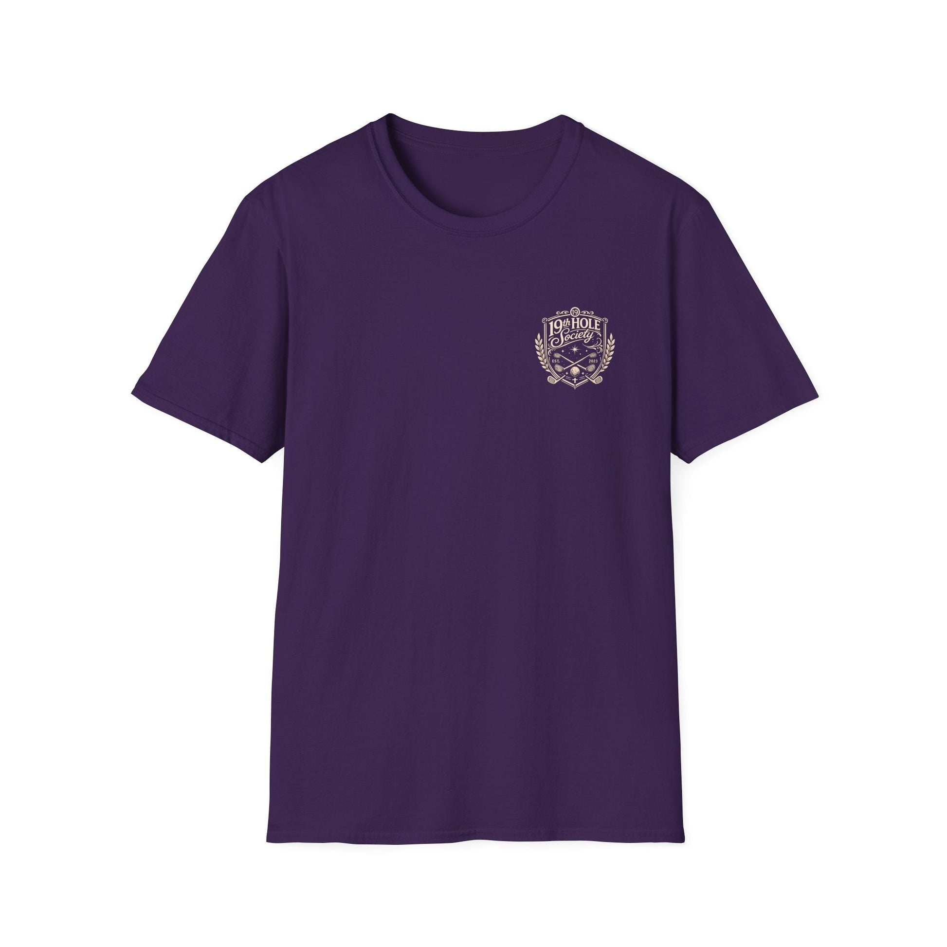 19th Hole Society Golf T-Shirt | Vintage Crest Golf Tee | Premium Clubhouse Style - SJM Print Store