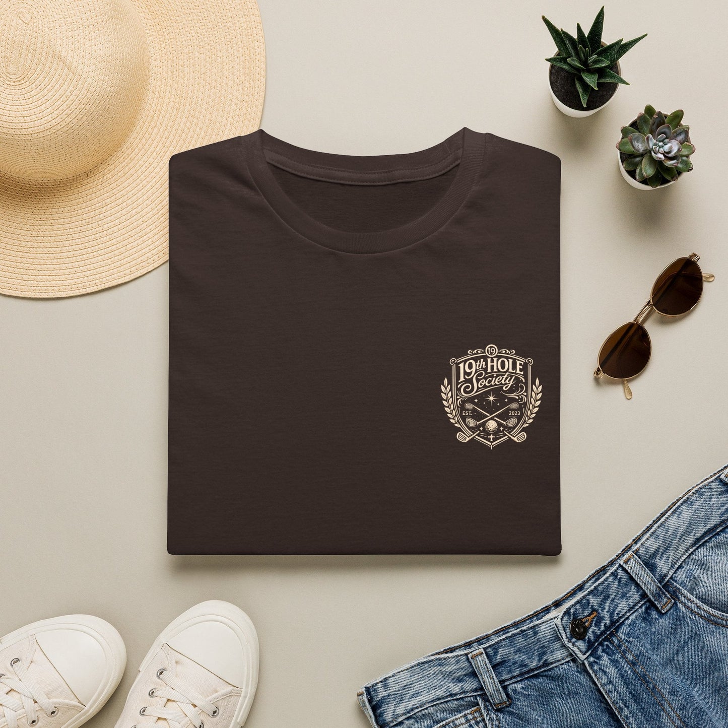 19th Hole Society Golf T-Shirt | Vintage Crest Golf Tee | Premium Clubhouse Style - SJM Print Store