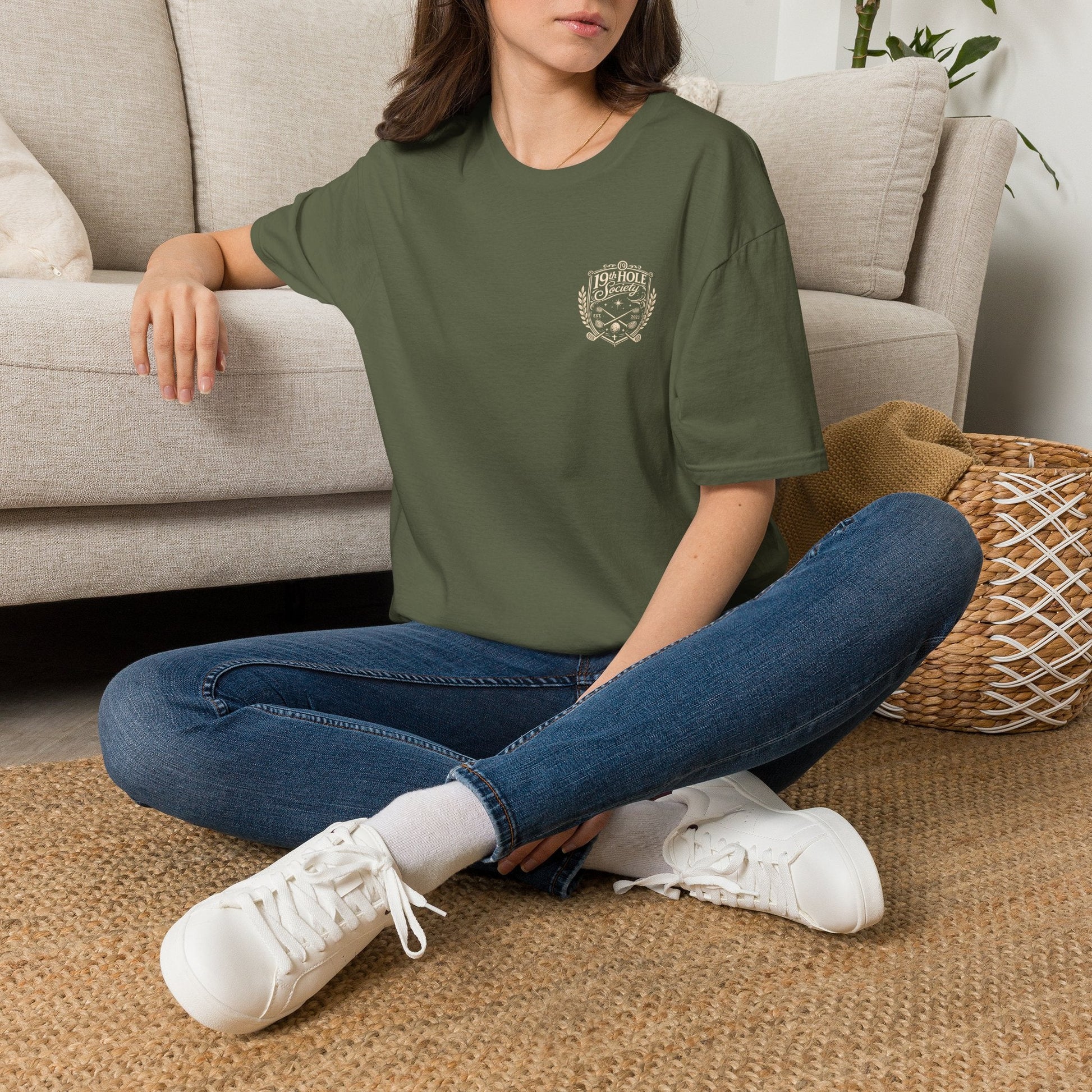 19th Hole Society Golf T-Shirt | Vintage Crest Golf Tee | Premium Clubhouse Style - SJM Print Store