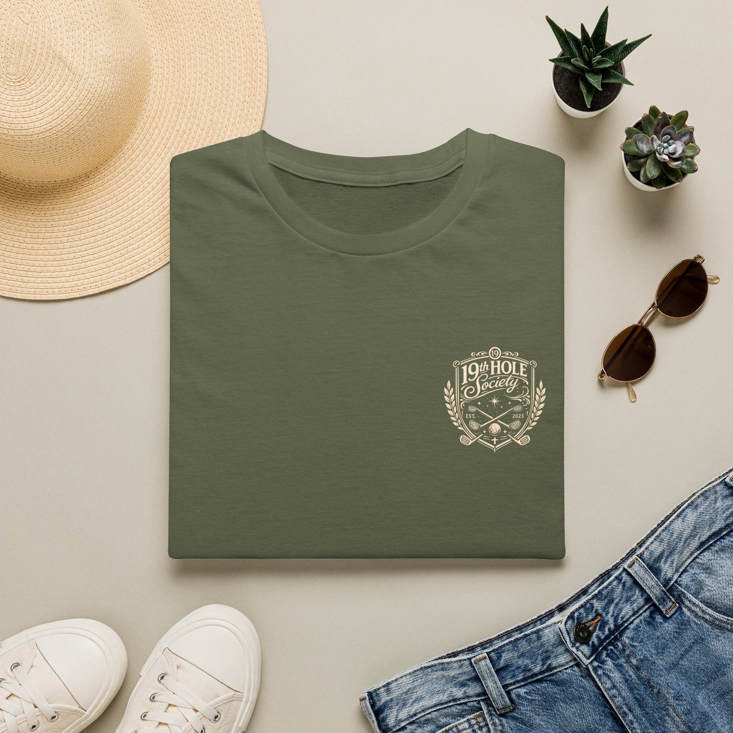 19th Hole Society Golf T-Shirt | Vintage Crest Golf Tee | Premium Clubhouse Style - SJM Print Store