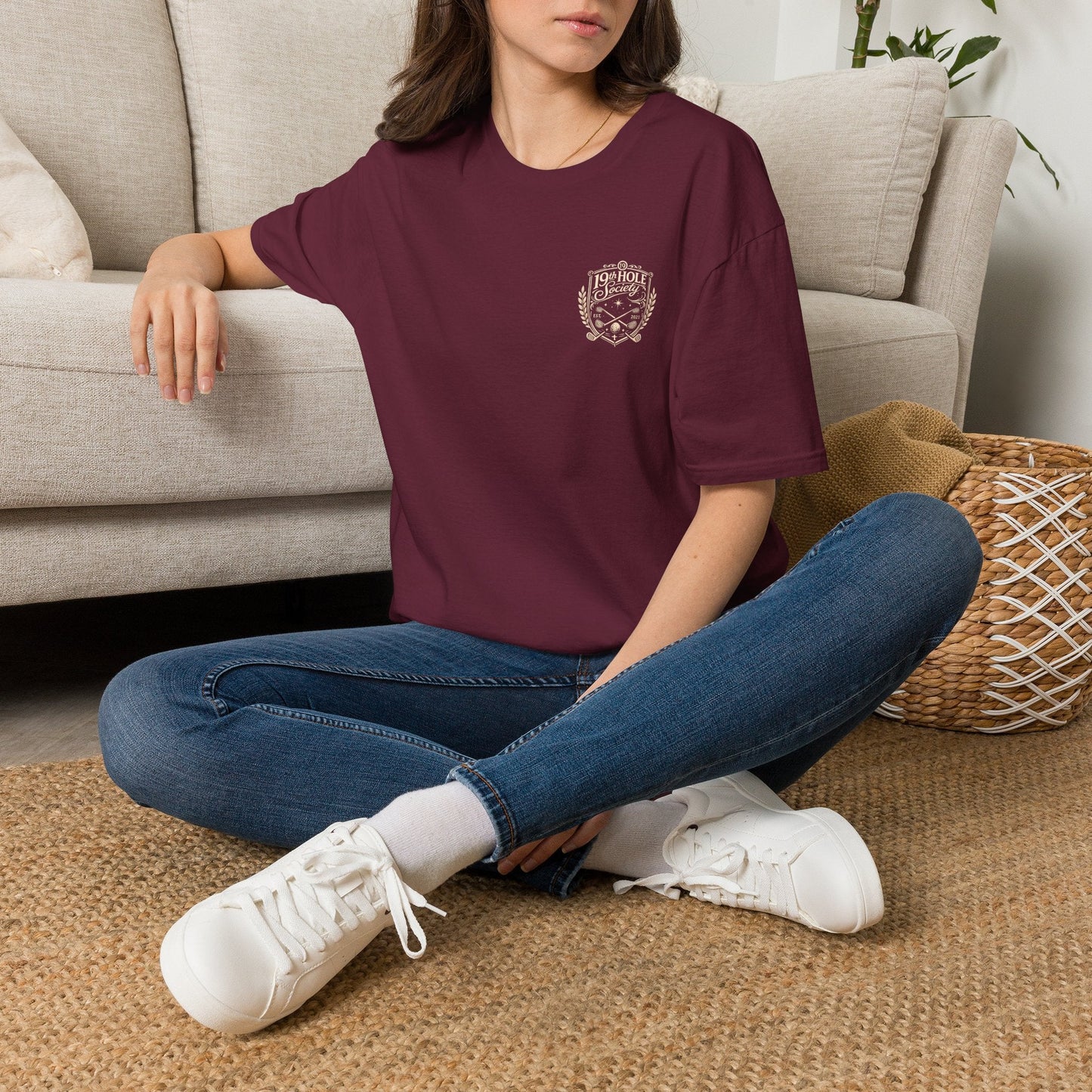 19th Hole Society Golf T-Shirt | Vintage Crest Golf Tee | Premium Clubhouse Style - SJM Print Store