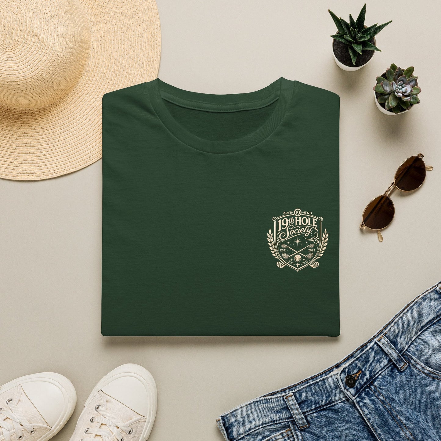19th Hole Society Golf T-Shirt | Vintage Crest Golf Tee | Premium Clubhouse Style - SJM Print Store