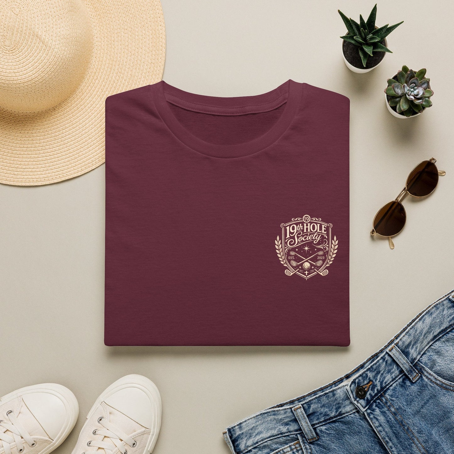 19th Hole Society Golf T-Shirt | Vintage Crest Golf Tee | Premium Clubhouse Style - SJM Print Store