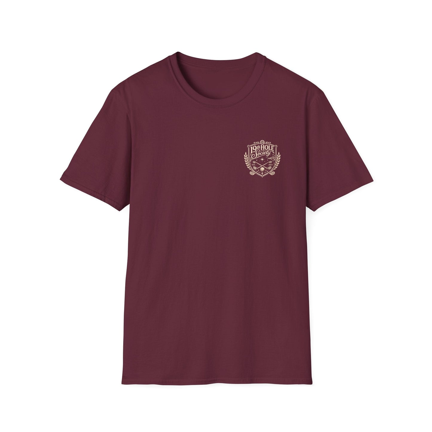 19th Hole Society Golf T-Shirt | Vintage Crest Golf Tee | Premium Clubhouse Style - SJM Print Store