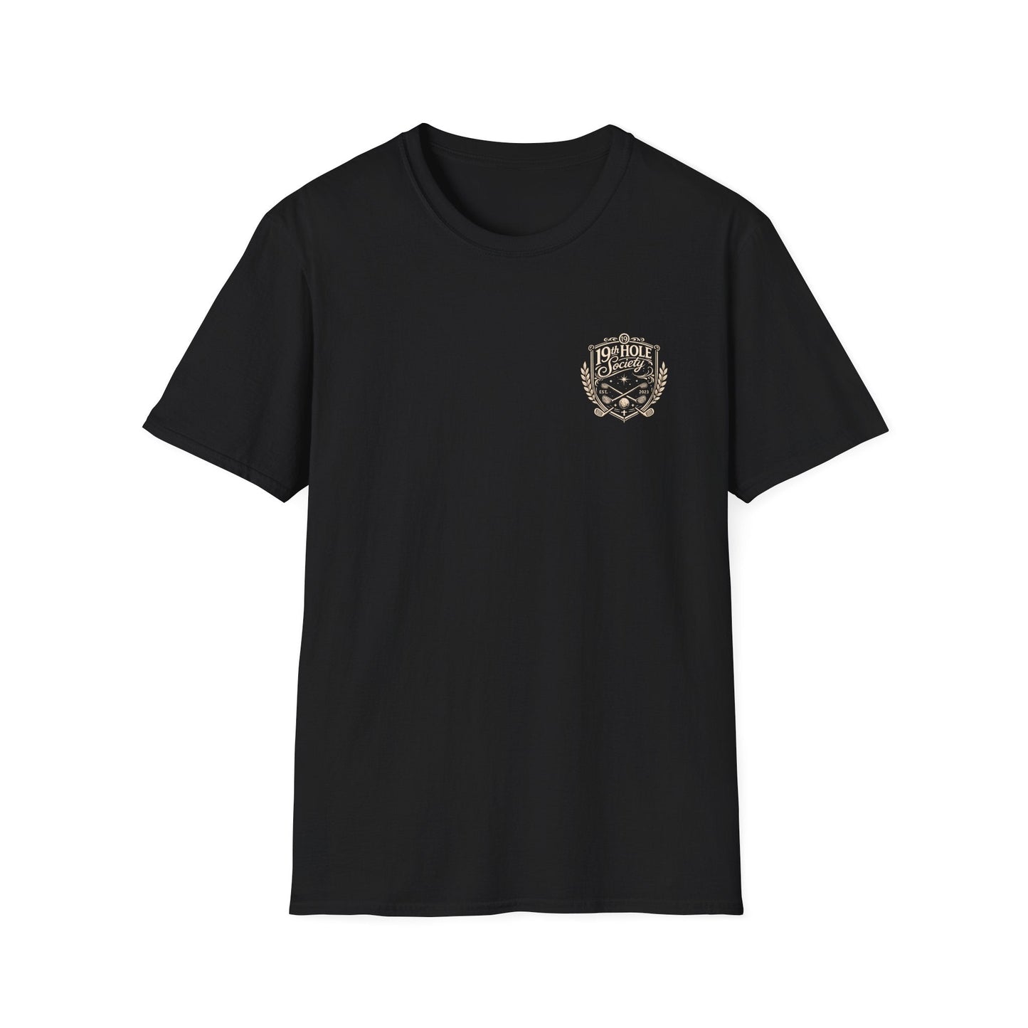 19th Hole Society Golf T-Shirt | Vintage Crest Golf Tee | Premium Clubhouse Style - SJM Print Store