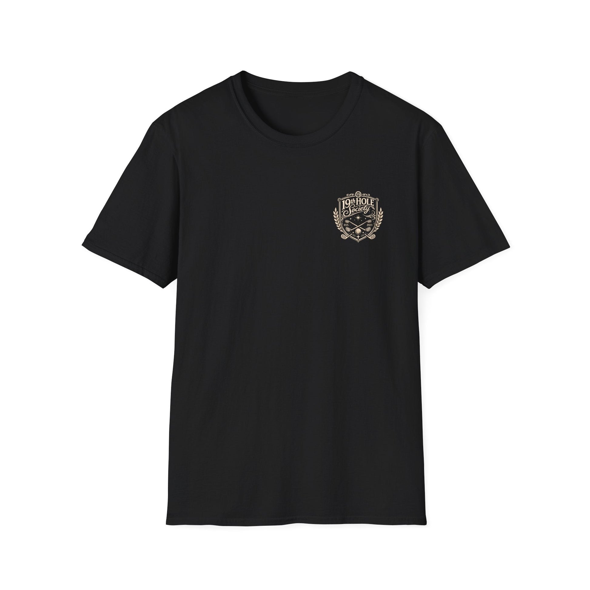 19th Hole Society Golf T-Shirt | Vintage Crest Golf Tee | Premium Clubhouse Style - SJM Print Store