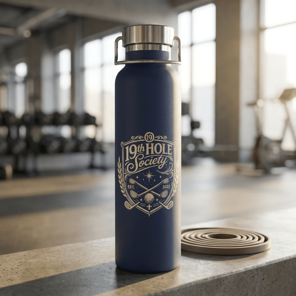 19th Hole Society Insulated Water Bottle | Premium Golf Travel Flask | Double Wall Stainless Steel - SJM Print Store
