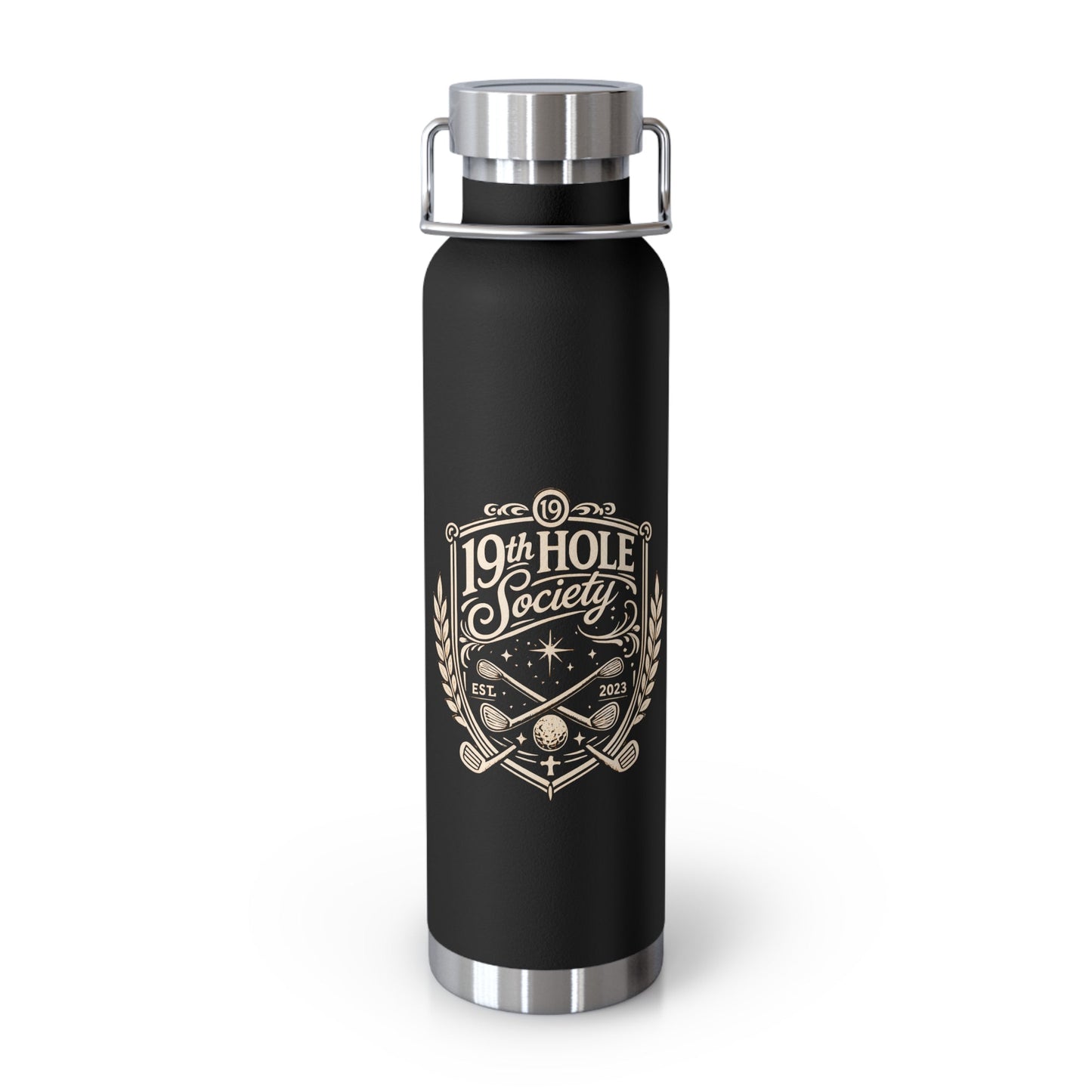 19th Hole Society Insulated Water Bottle | Premium Golf Travel Flask | Double Wall Stainless Steel - SJM Print Store
