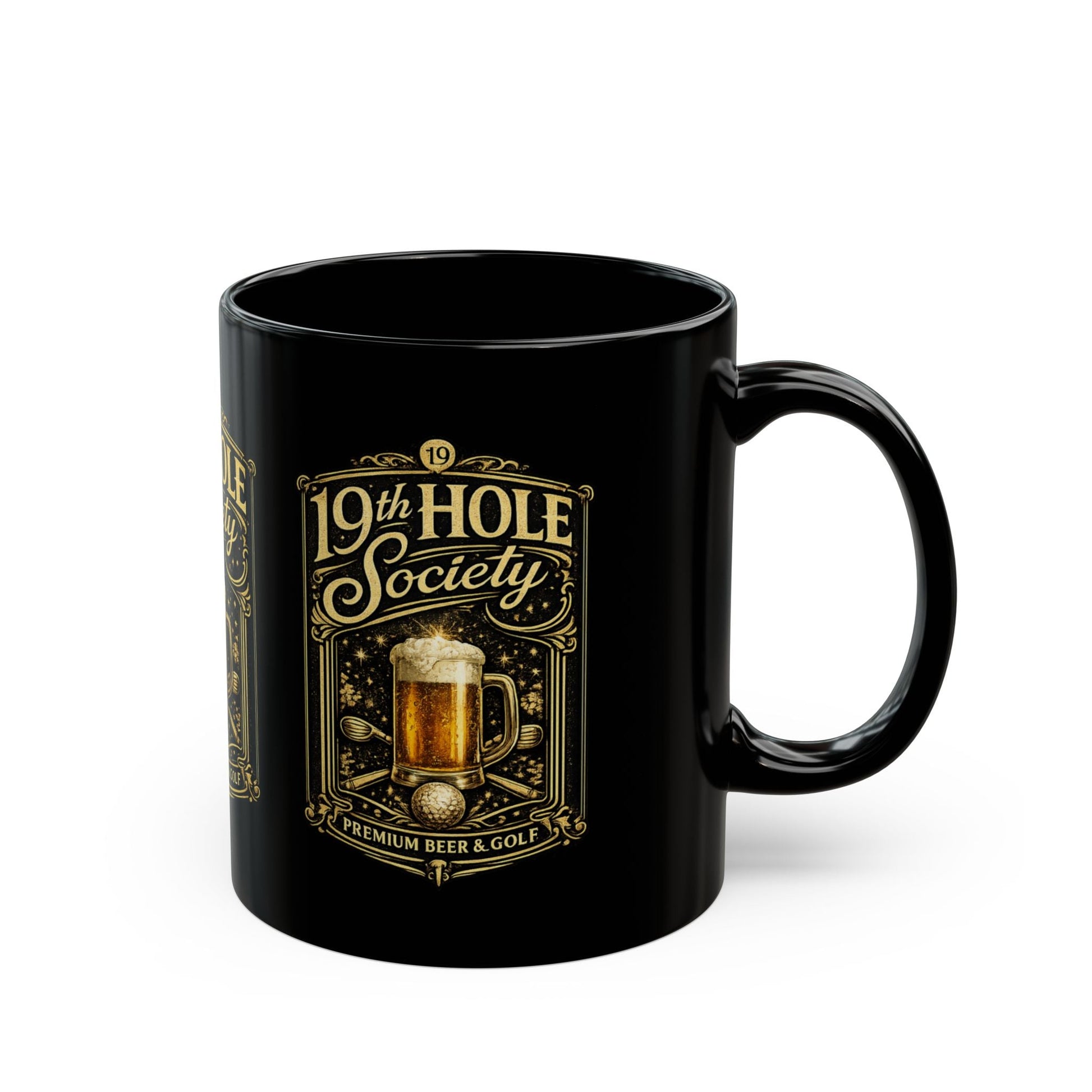 19th Hole Society Premium Beer and Golf Coffee Mug - SJM Print Store